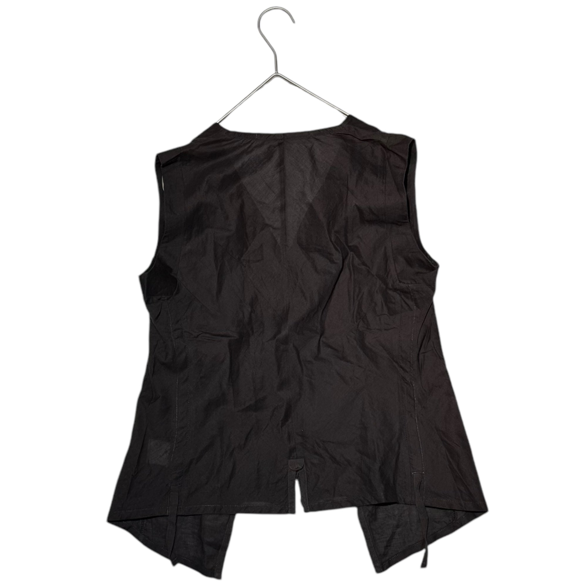 MARITHE FRANCOIS GIRBAUD(マリテフランソワジルボー) 00's Stitching See-through Gilet ステッチ シースルー ジレ F6-5981 M ブラック Y2K ベスト シアー