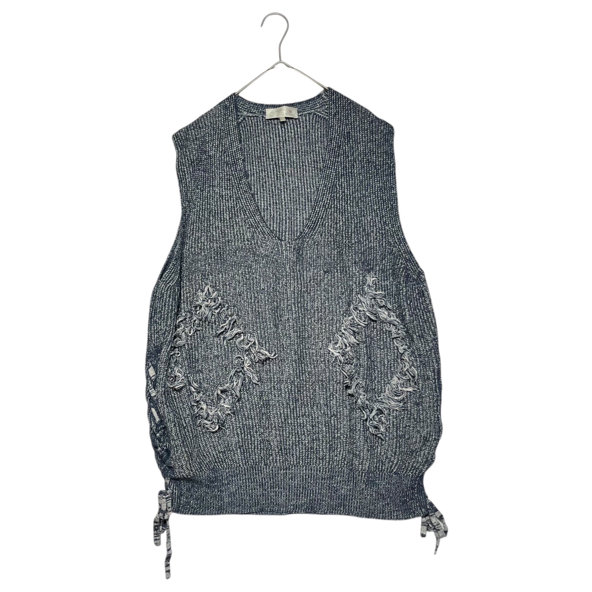 A(LeFRUDE)E(アルフレード) 17SS linen fringe knit vest リネン フリンジ ニット ベスト 17SS-NT01 FREE ネイビー
