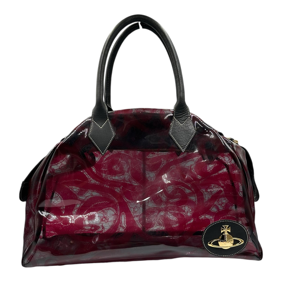 Vivienne Westwood(ヴィヴィアンウエストウッド) Yasmine Bag - Clear Graphics ヤスミン ハンド バッグ クリア グラフィック レッド×ブラック オーブ ロゴ