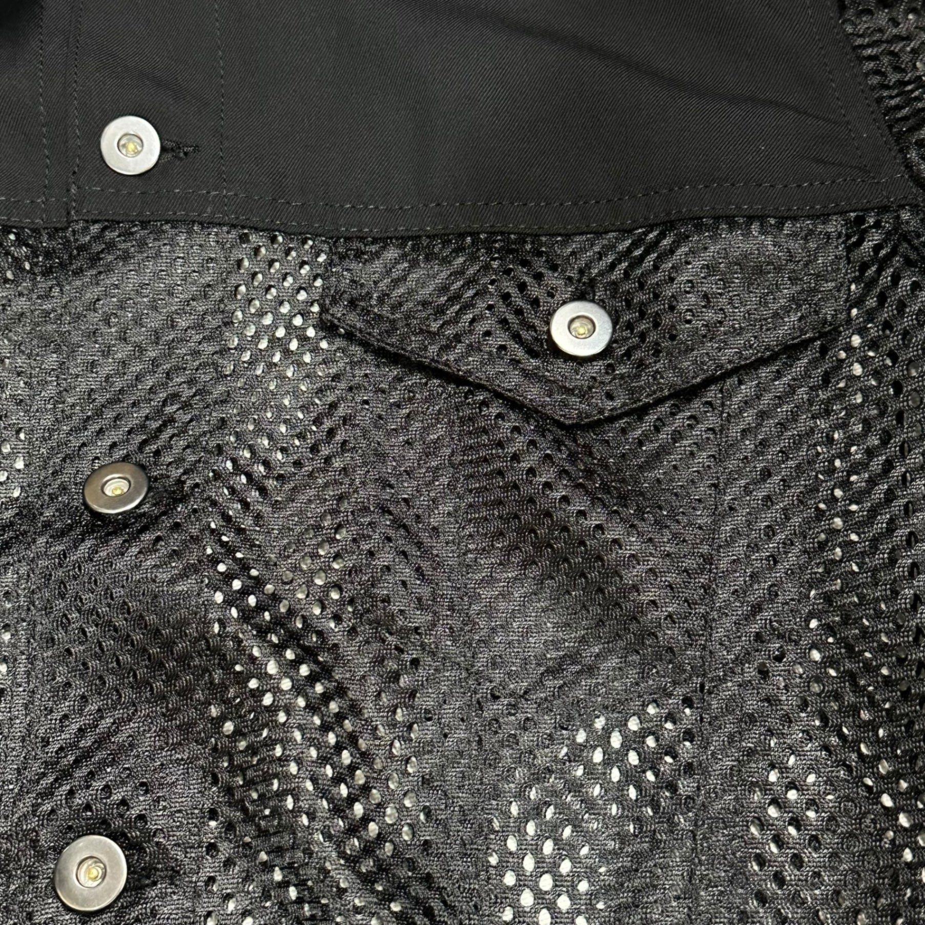 COMME des GARCONS HOMME DEUX(コムデギャルソンオムドゥ) 25SS Wool gabardine mesh switching trucker jacket ウールギャバジン メッシュ 切替 トラッカー ジャケット DO-J049 M ブラック