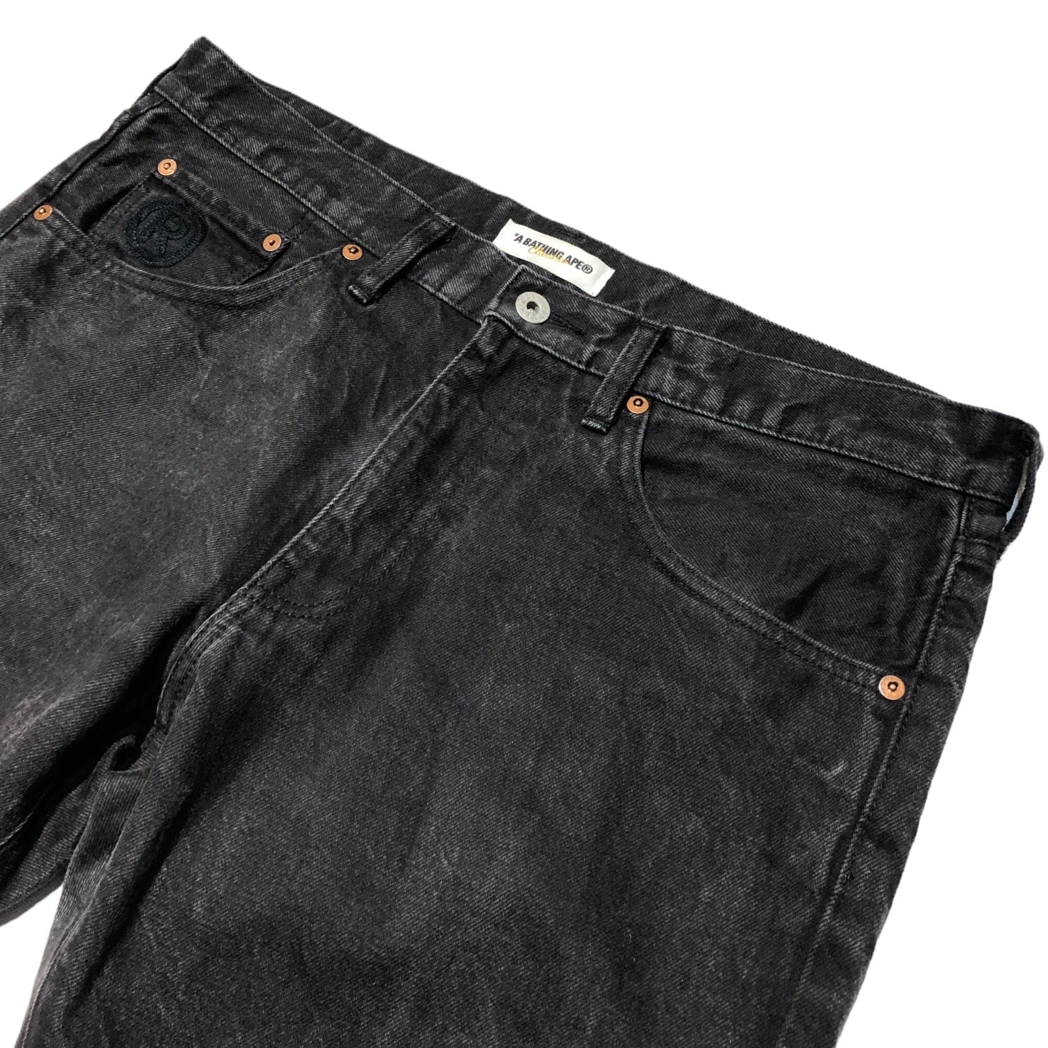 A BATHING APE(アベイシングエイプ) BLACK DENIM PANTS ブラック デニムパンツ L ブラック