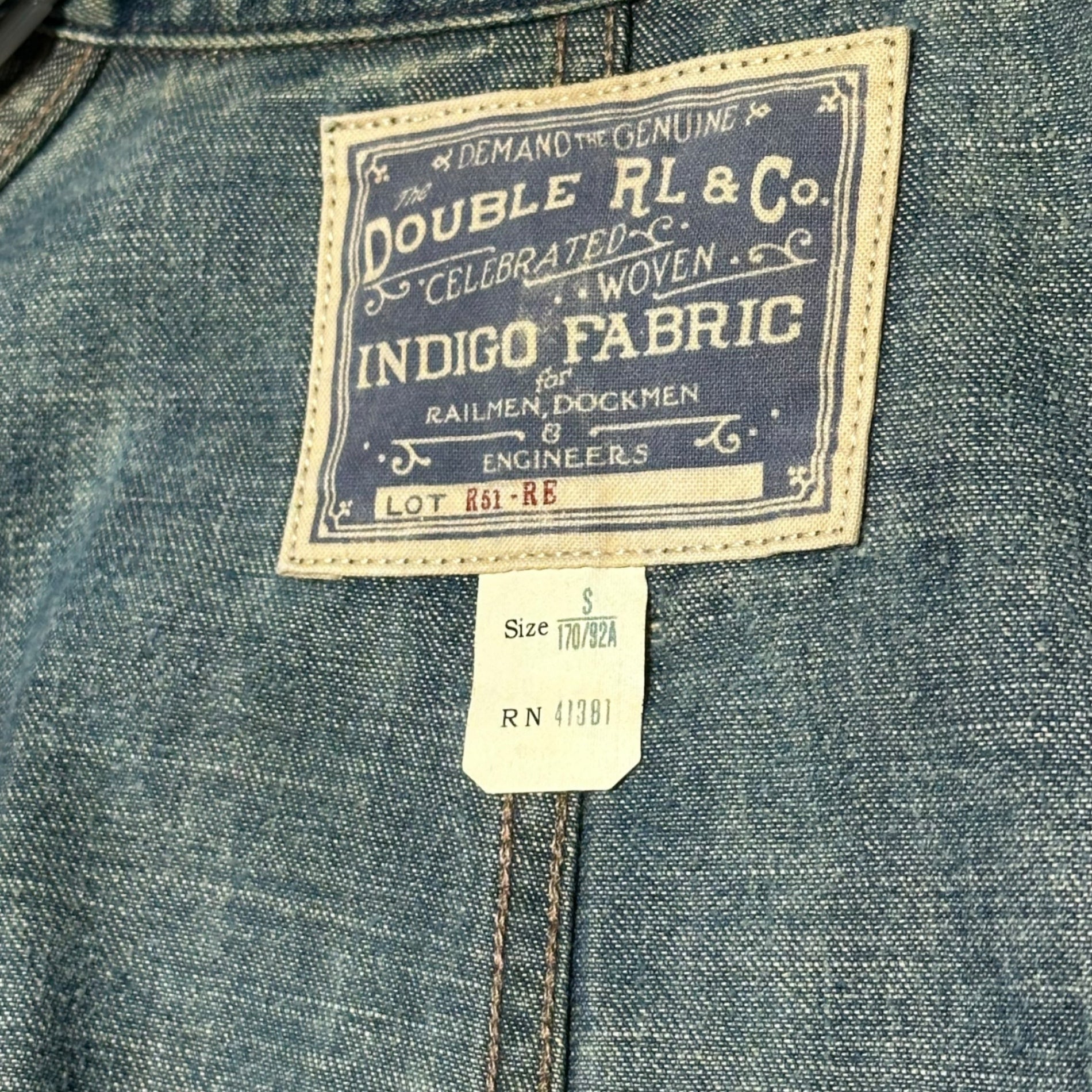 RRL(ダブルアールエル) Railman Jacket ヴィンテージ加工 レイルマン ジャケット S インディゴ デニム カバーオール 機関車 チェンジボタン