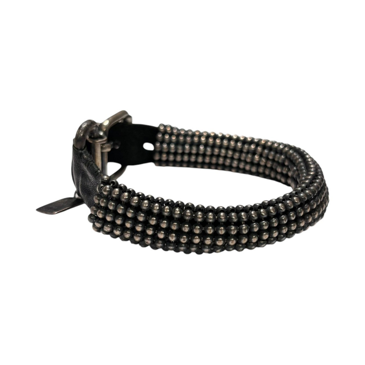 GOTI(ゴティ) 925 silver ball chain Leather bracelet シルバー ボール チェーン レザー ブレスレット ブラック×シルバー アクセサリー