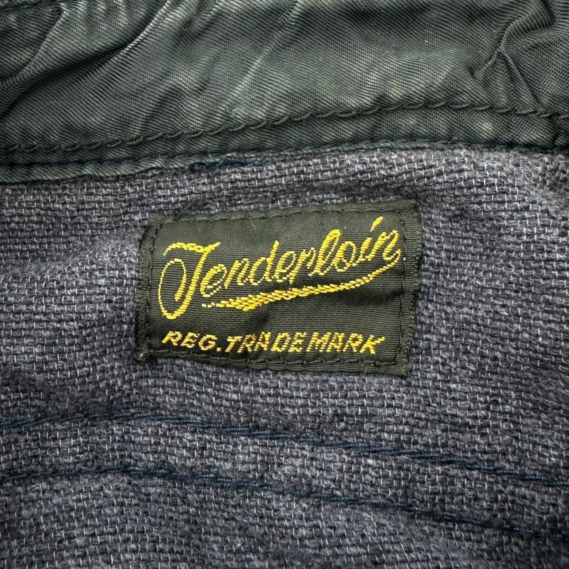 TENDERLOIN(テンダーロイン) Wool cotton box silhouette chain stitch shirt ウール コットン ボックス シルエット チェーン ステッチ シャツ XS ネイビー