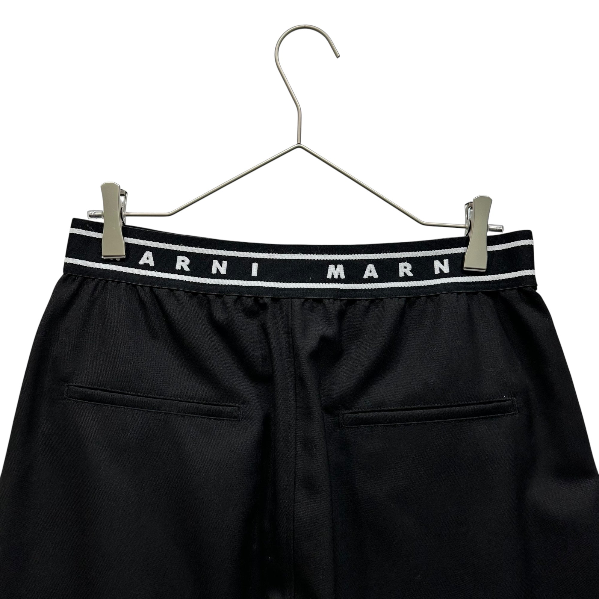 MARNI(マルニ) 24SS Waist Logo Tropical Wool Pants ウエスト ロゴ トロピカル ウール パンツ PUMU0242UD 46 ブラック スラックス