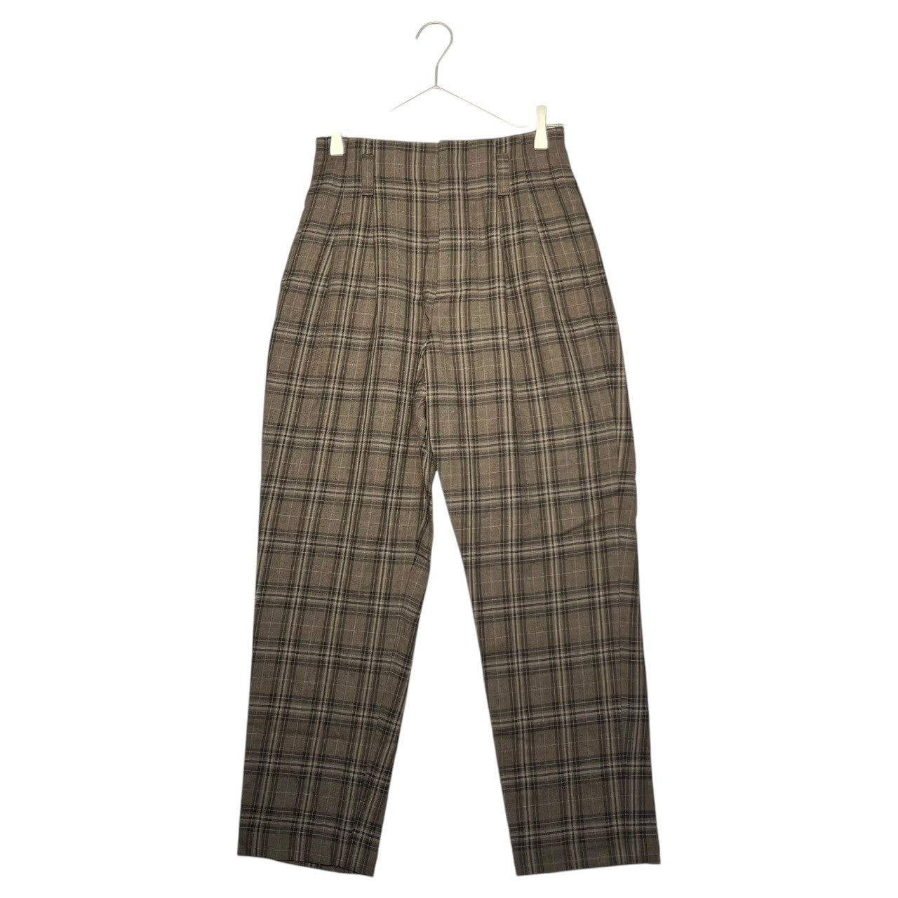 MARGARET HOWELL(マーガレットハウエル) 21AW TONAL CHECK WOOL SLACKS トーンチェック ウール スラックス 578-1243003 1(S) ブラウン 参考定価57,200円(税込)