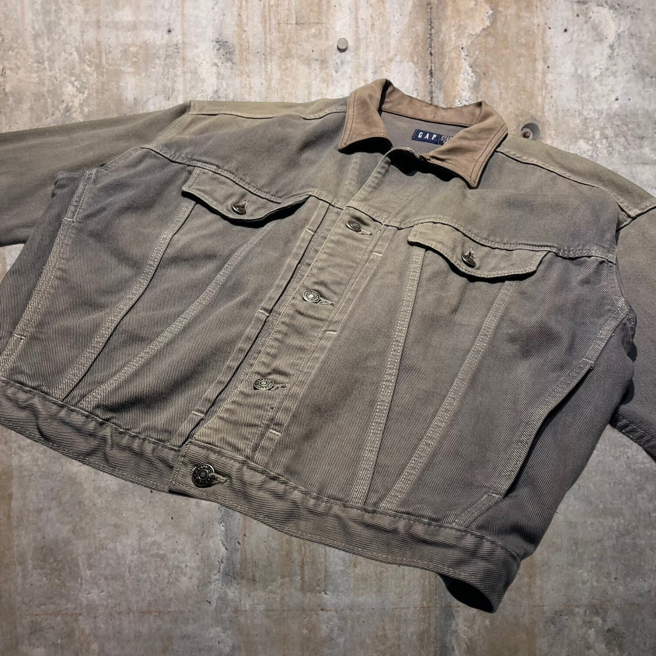 OLD GAP(オールドギャップ) 90's 襟レザートラッカージャケット S/M グレー