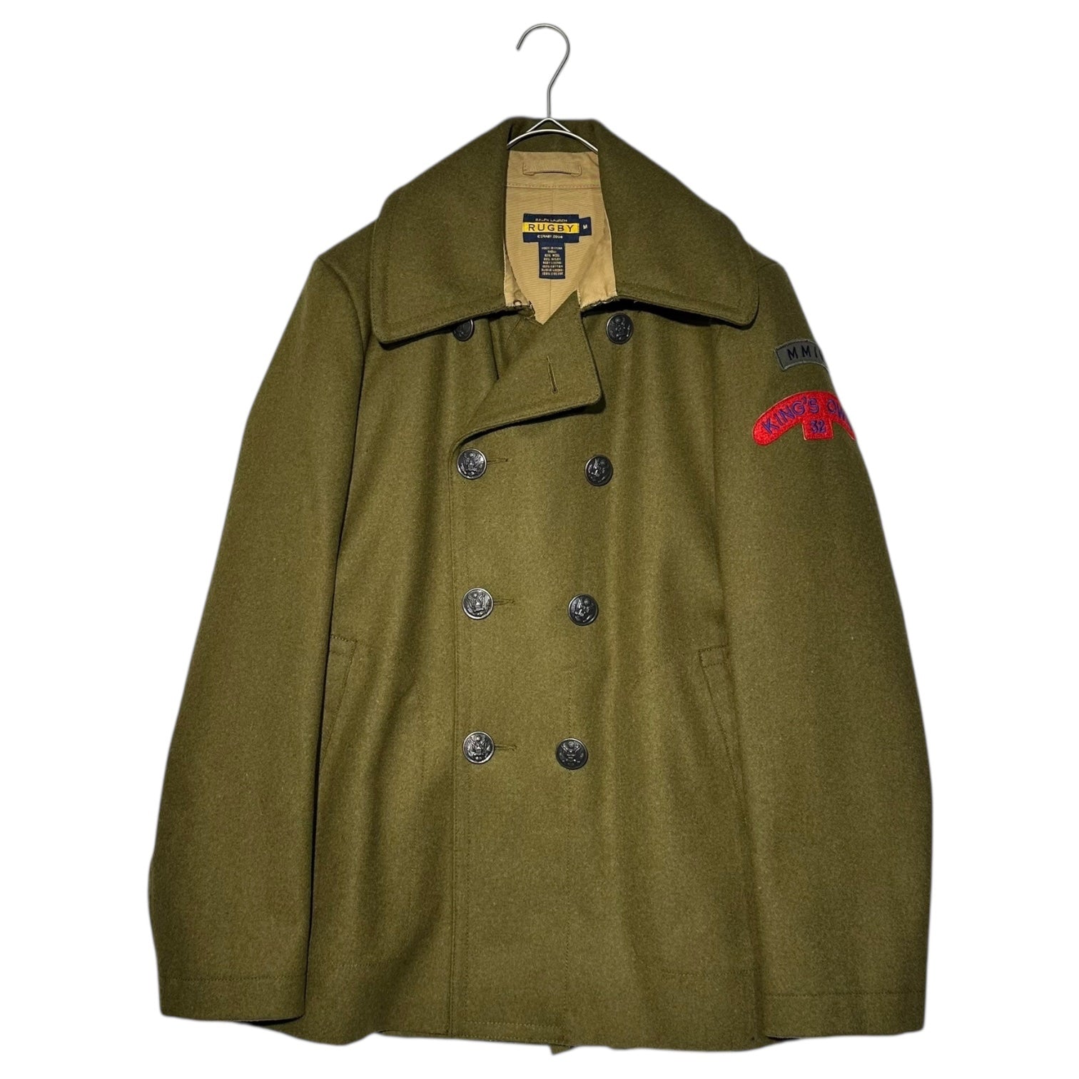 RALPH LAUREN RUGBY(ラルフローレンラグビー) Wappen Wool Melton P Coat ワッペン ウール メルトン P コート M カーキ KING’S OWN