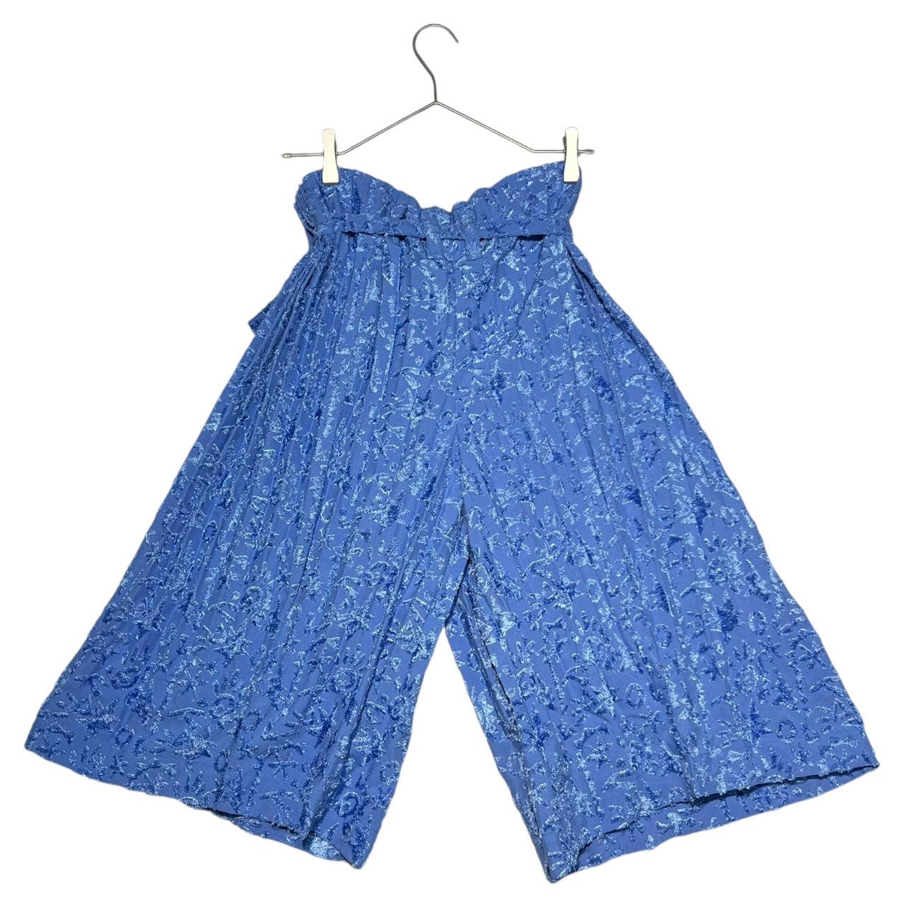me ISSEY MIYAKE(ミーイッセイミヤケ) 18SS Fully embroidered pleated three-quarter length pants 総刺繍 プリーツ 7分丈 パンツ MI81FF442 FREE スカイブルー ハーフ ショート ショーツ