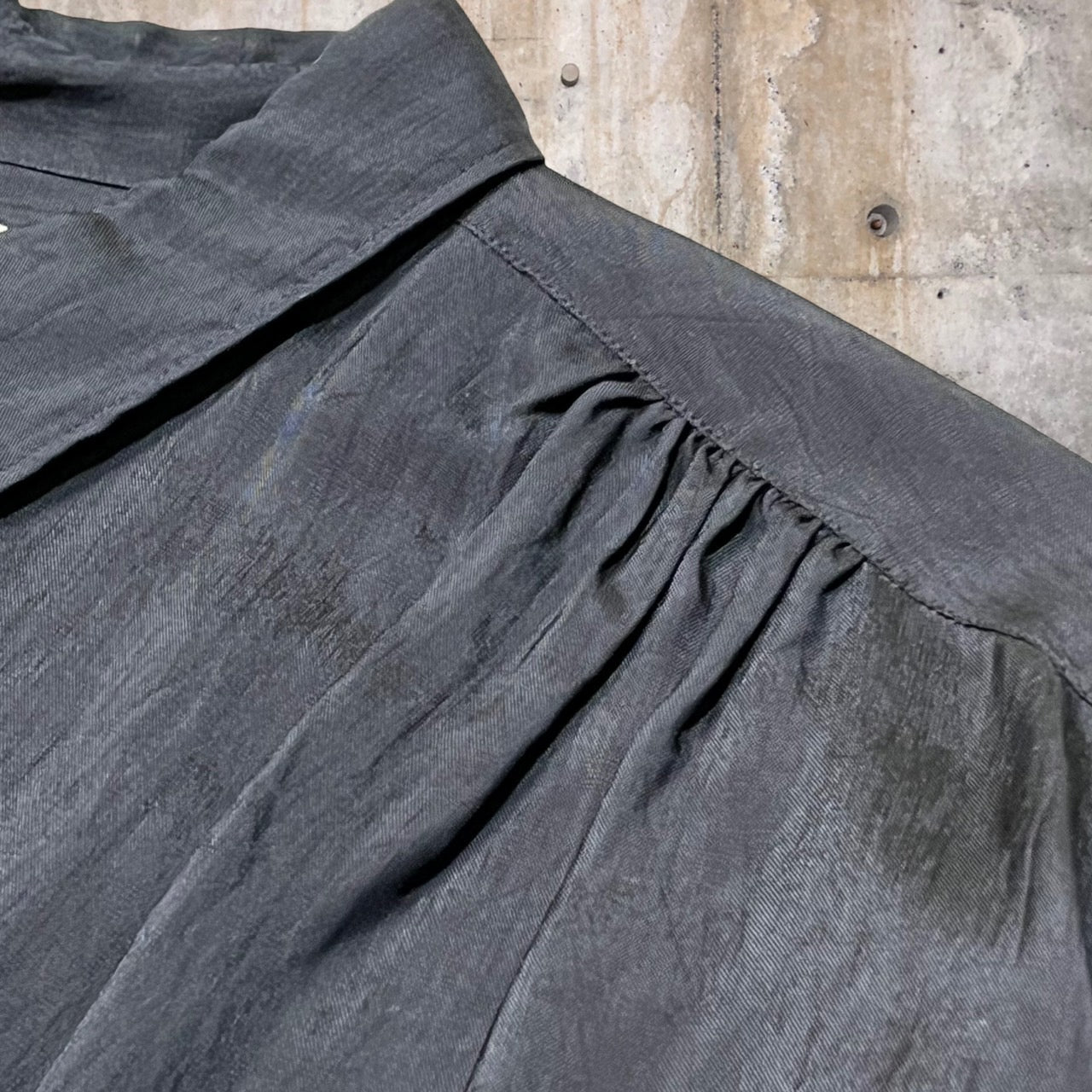 COMME des GARCONS HOMME(コムデギャルソンオム) 80's wide silhouette rayon shirt/ワイドシルエットレーヨンシャツ/80年代/ヴィンテージ HB-050500 FREE ブラック 川久保玲本人期