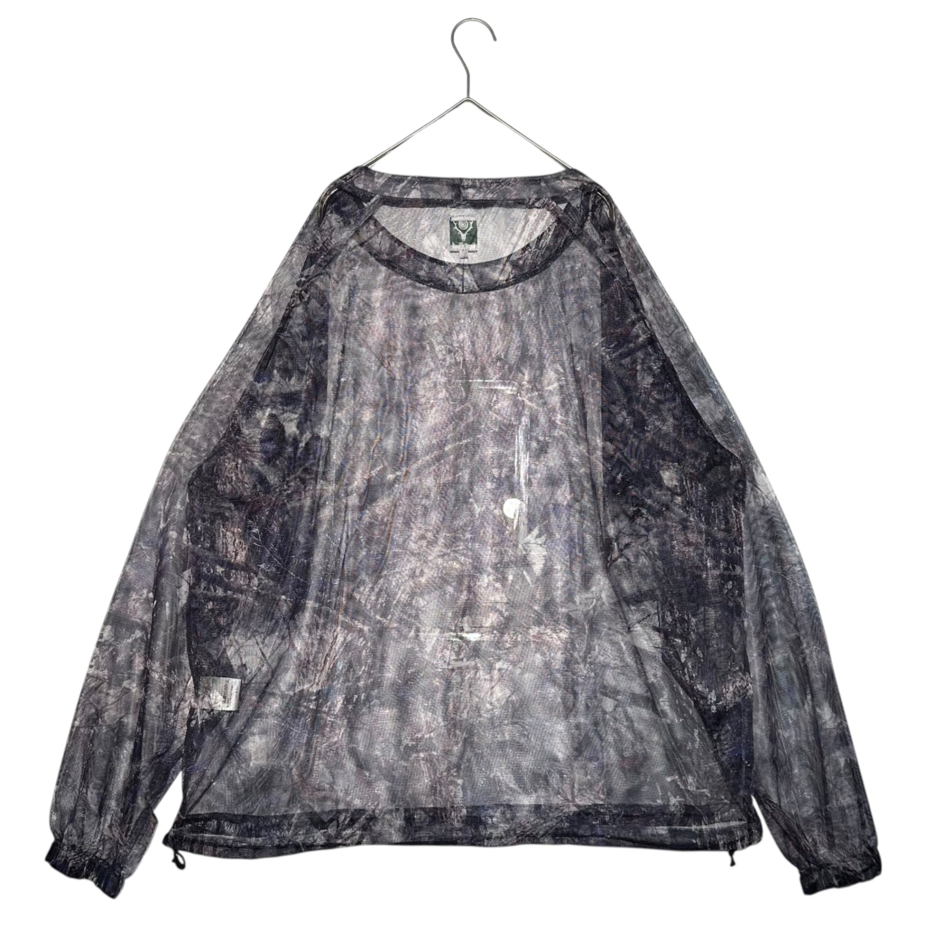 South2 West8 S2W8(サウス2ウエスト8) 23SS Bush Crew Neck Shirt - Poly Lightweight Mesh/Print ブッシュ クルーネック シャツ GL795 L パープル メッシュ シアー シースルー 長袖 Tシャツ カットソー