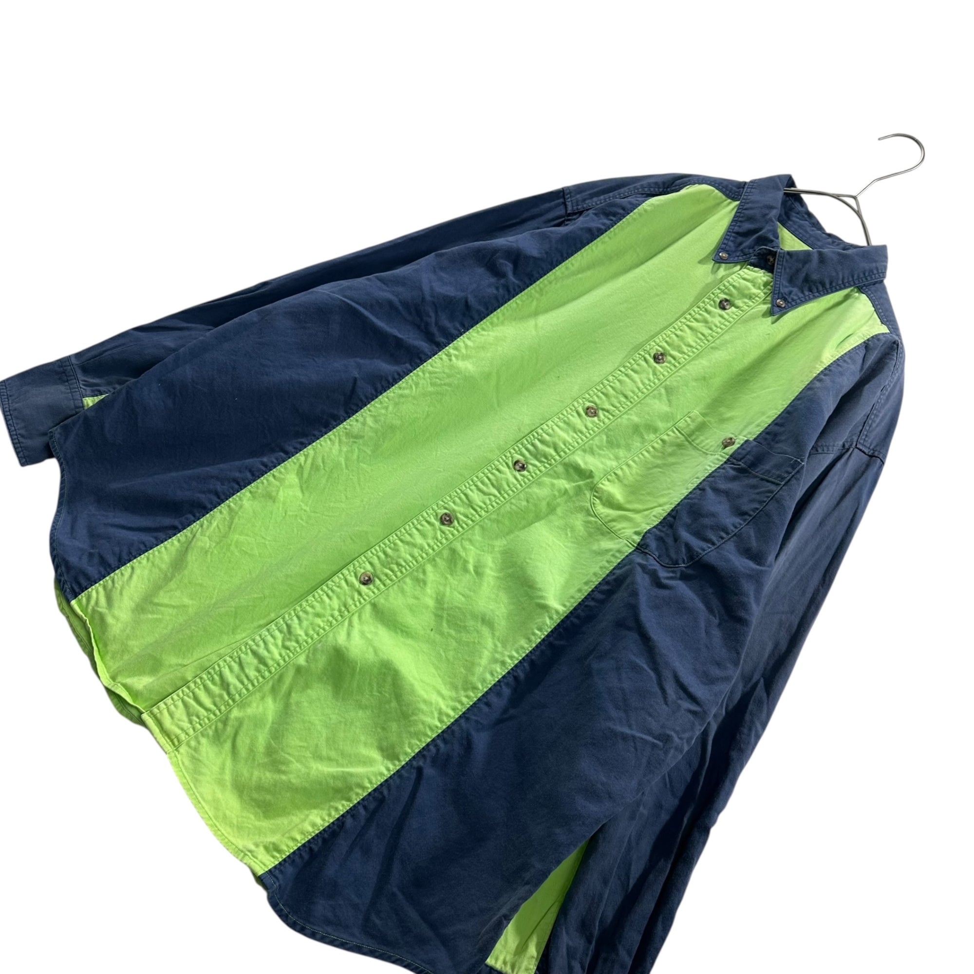 WRANGLER(ラングラー) Vintage BD Switch Shirt ヴィンテージ ボタンダウン 切替 シャツ L グリーン×インディゴ
