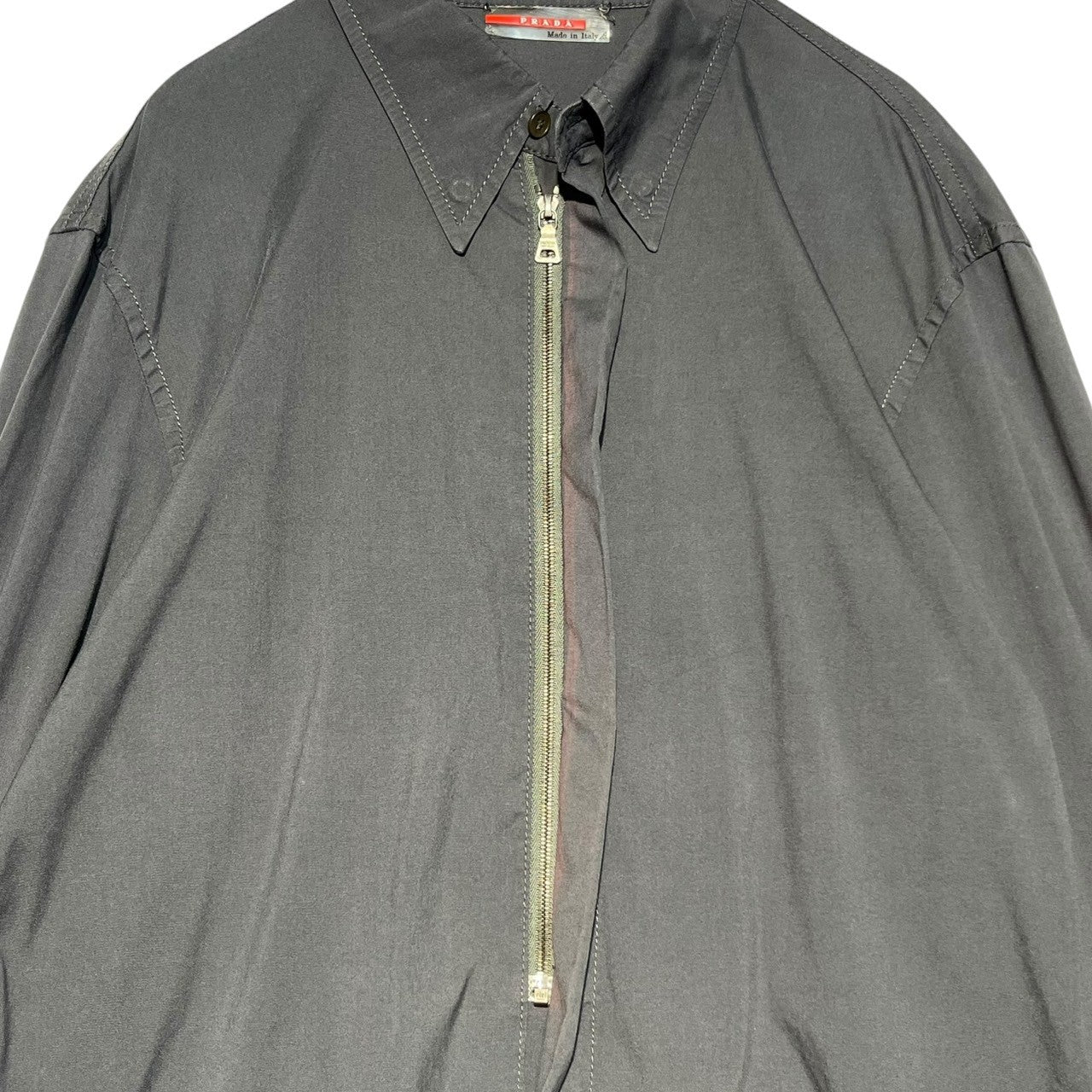 PRADA SPORT(プラダスポーツ) 00’s Zip up L/S shirt ジップアップ 長袖 シャツ S ブラック Y2K