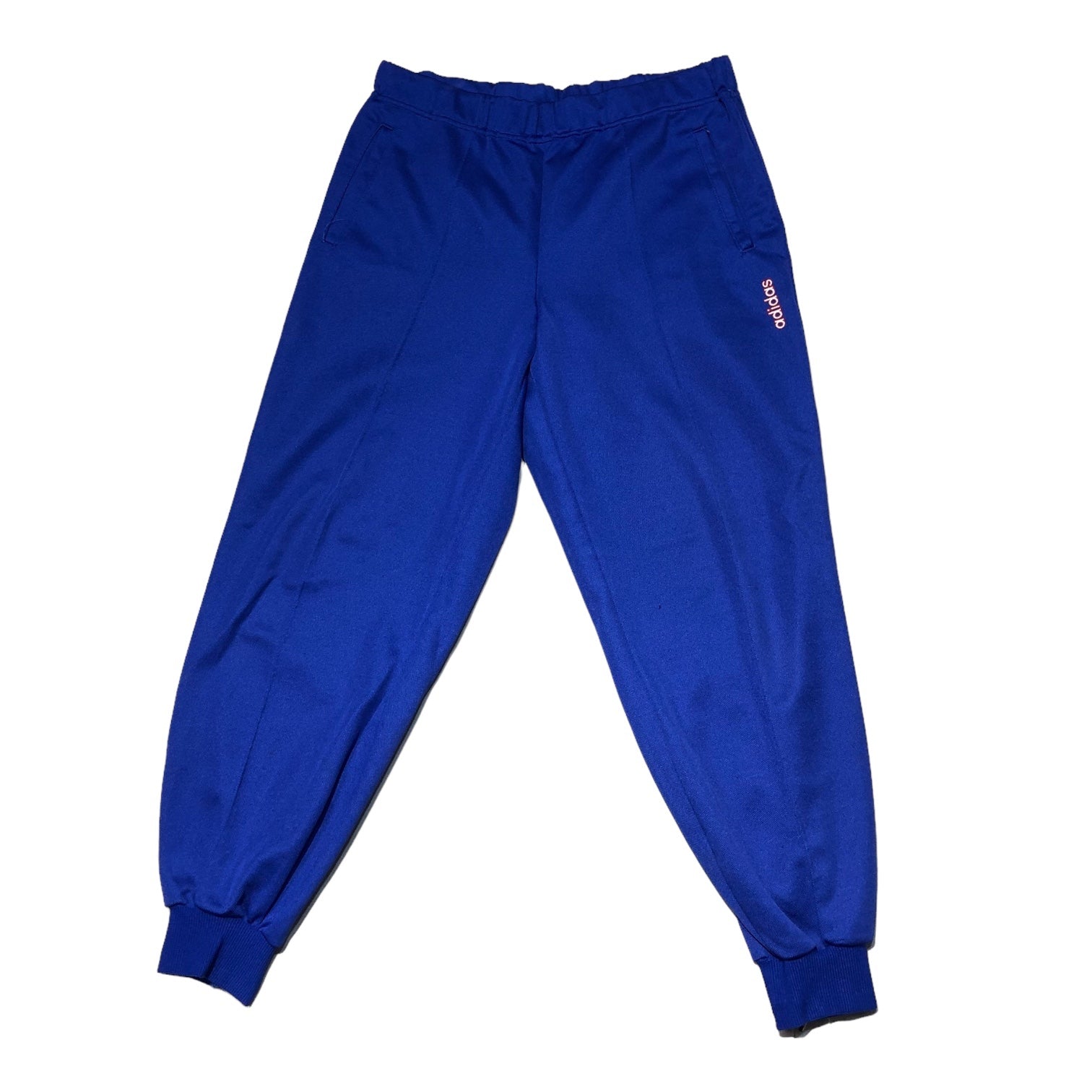 adidas(アディダス) 80's track pants サイドジップ トラック パンツ ジャージ ロゴ 刺繍 バルーンシルエット ASR-873P XO(XL程度) ブルー 80年代~90年代 デサント製