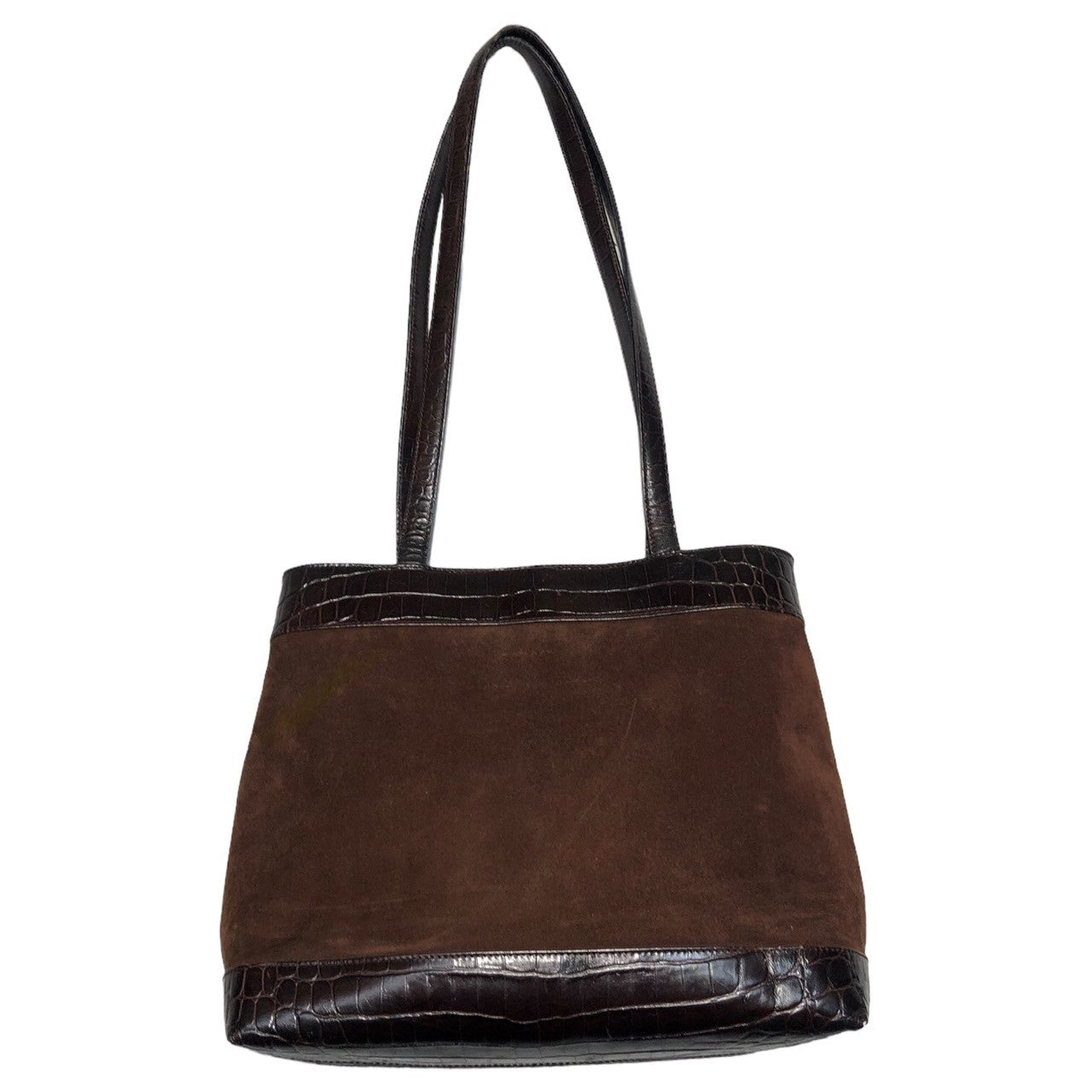 Salvatore Ferragamo(サルヴァトーレフェラガモ) ガンチーニ クロコ 型押し スウェード レザー トート バッグ ハンド EA-217699 ブラウン ヴィンテージ OLD