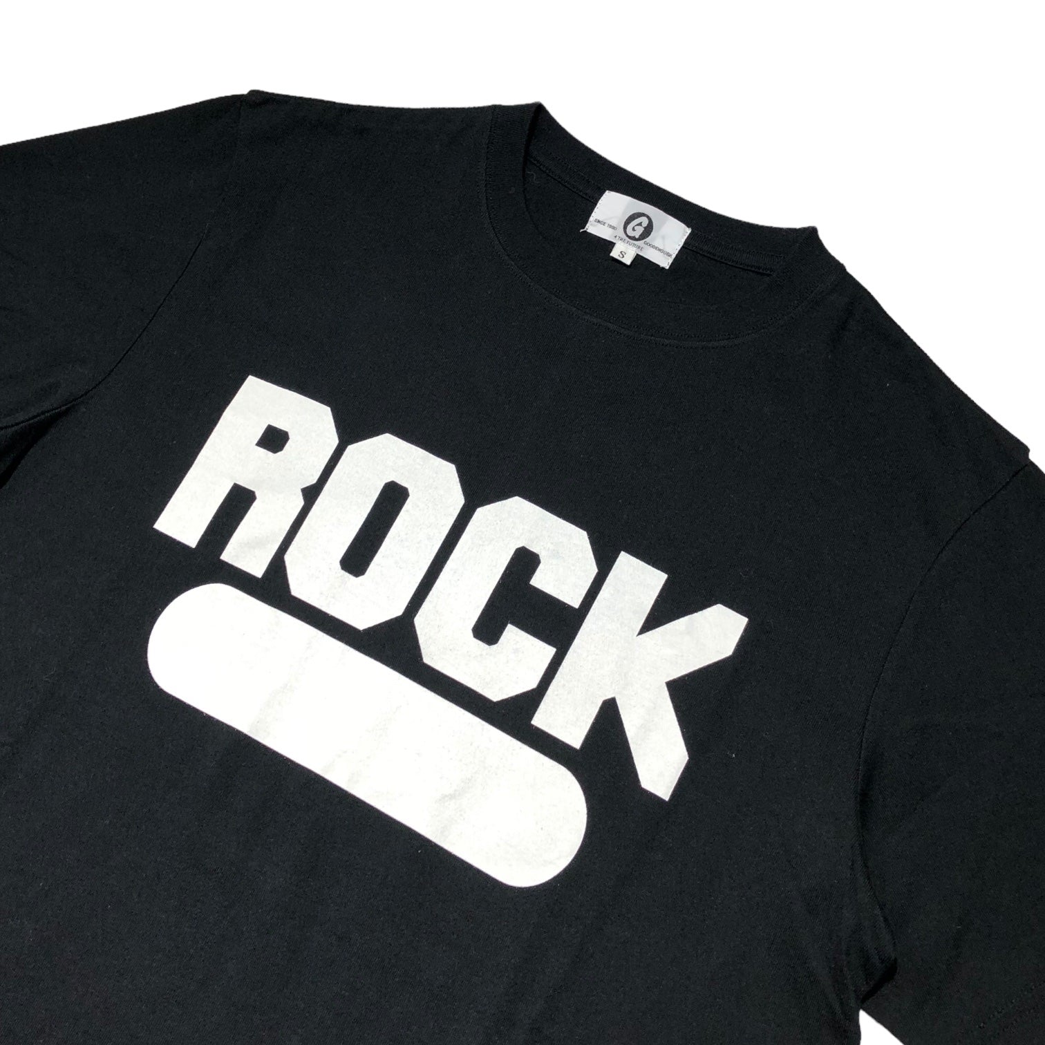 GOODENOUGH(グッドイナフ) ROCK print T-shirt ロック プリント Tシャツ S ブラック×ホワイト