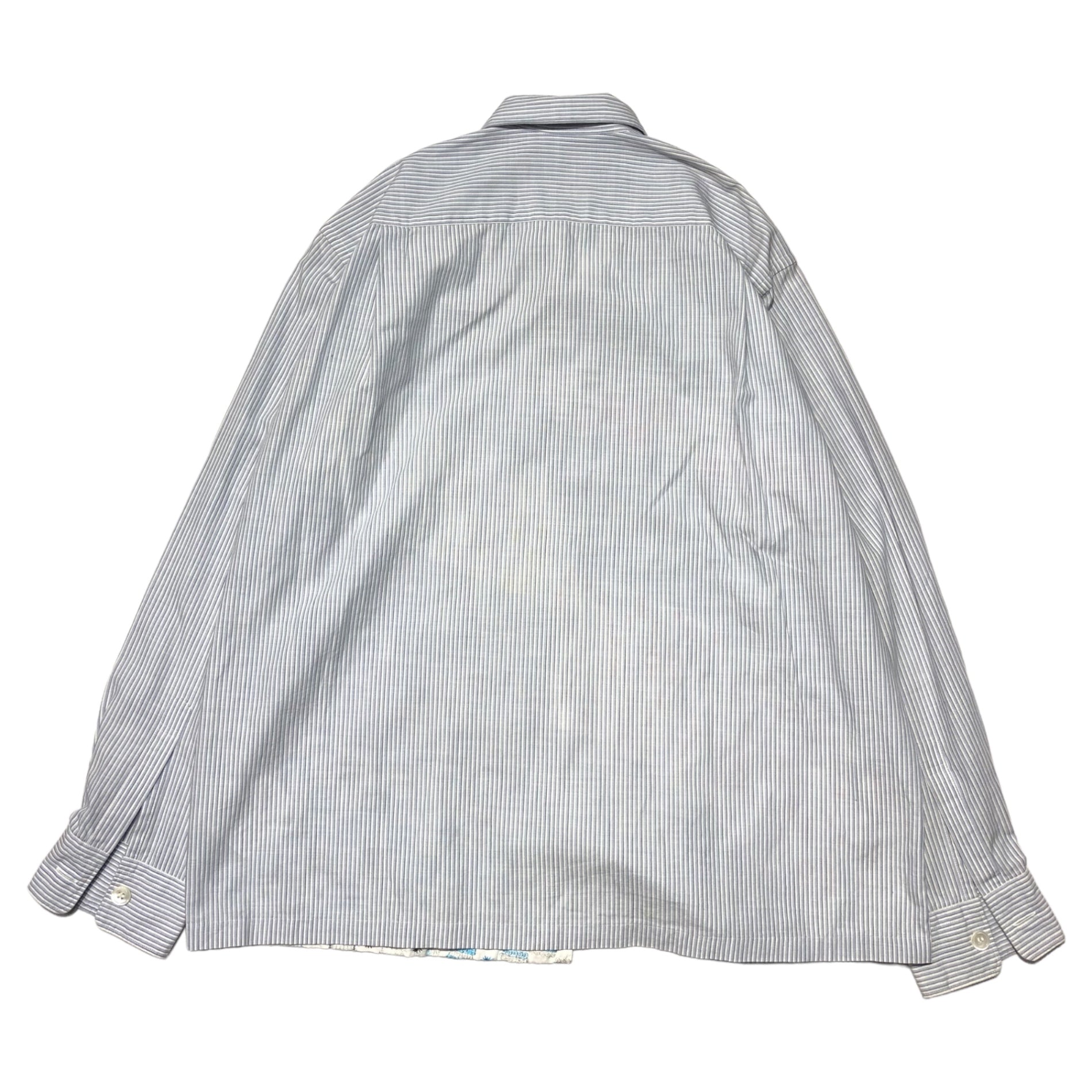 COMME des GARCONS HOMME(コムデギャルソンオム) Old patchwork striped overshirt オールド パッチワーク ストライプ オーバーシャツ 田中オム 表記無し(FREE) ブルー×マルチカラー AD2002 開襟(オープンカラー)