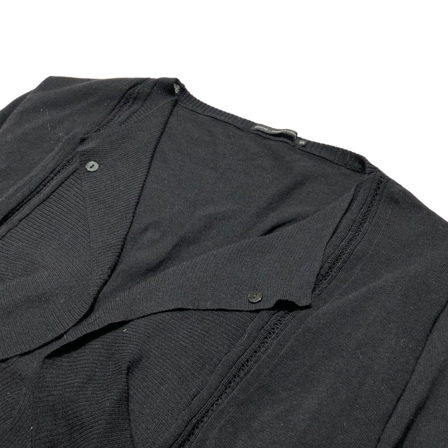 MARITHE FRANCOIS GIRBAUD(マリテフランソワジルボー) 00's Gimmick short length cardigan ギミック ショート丈 カーディガン F6-8169 S ブラック Y2K ニット ボレロ