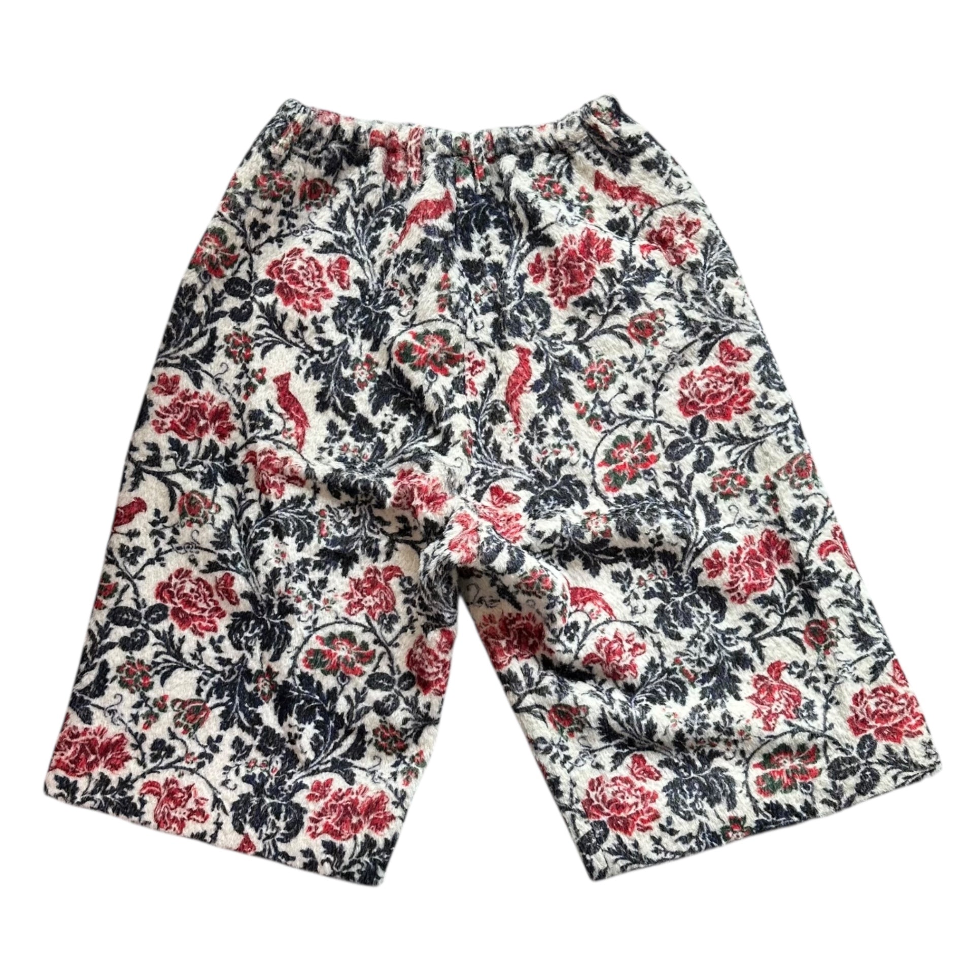 Y's(ワイズ) “Rose” Faux Fur Wide Shorts 「薔薇」 フェイクファー ワイド ショーツ YR-P10-124 2(M程度) ホワイト×レッド 男性着用可能サイズ