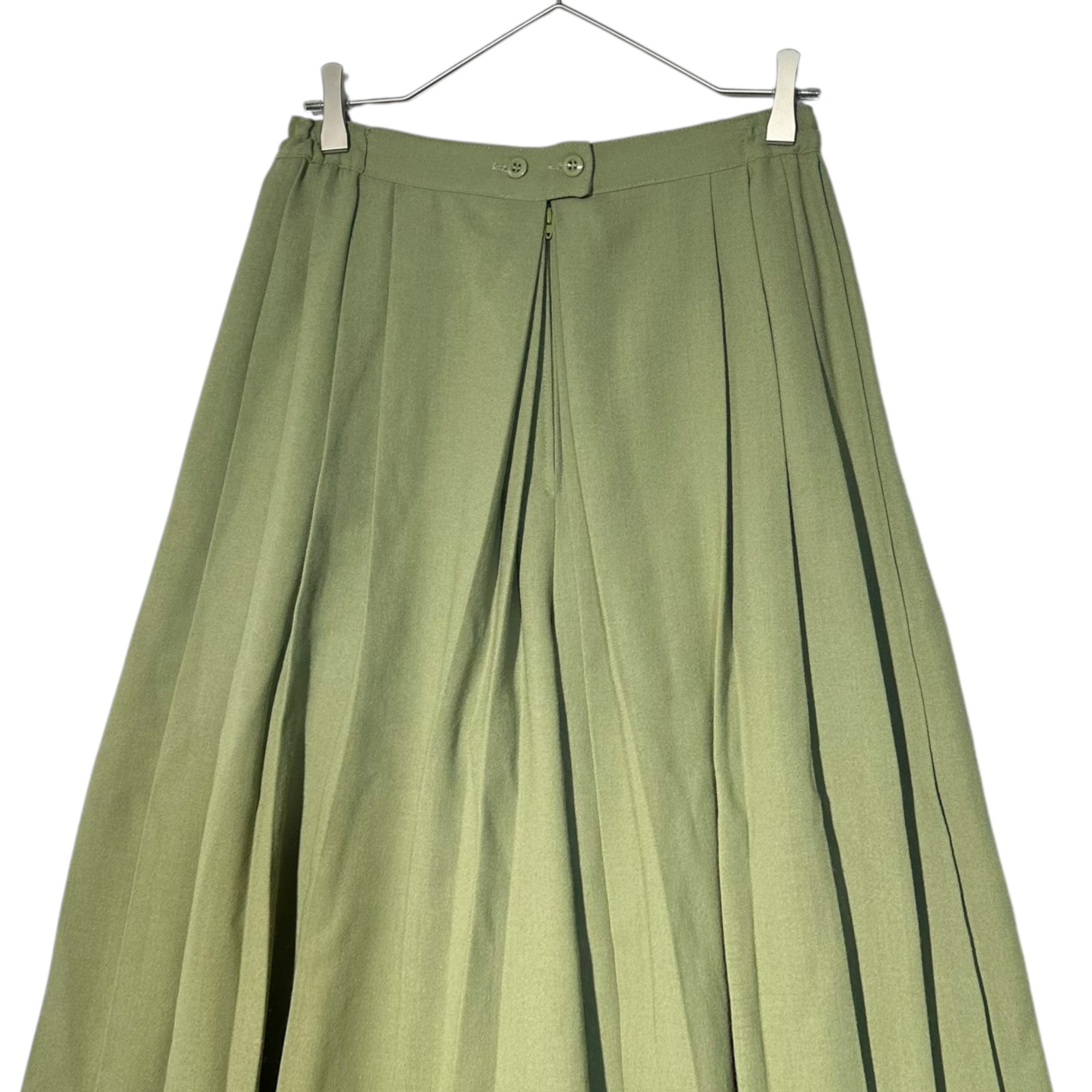 Euro vintage(ヨーロッパヴィンテージ) 80'~90's pale smokey green pleated gaucho pants プリーツガウチョパンツ 表記無し(M~Lサイズ程度) グリーン