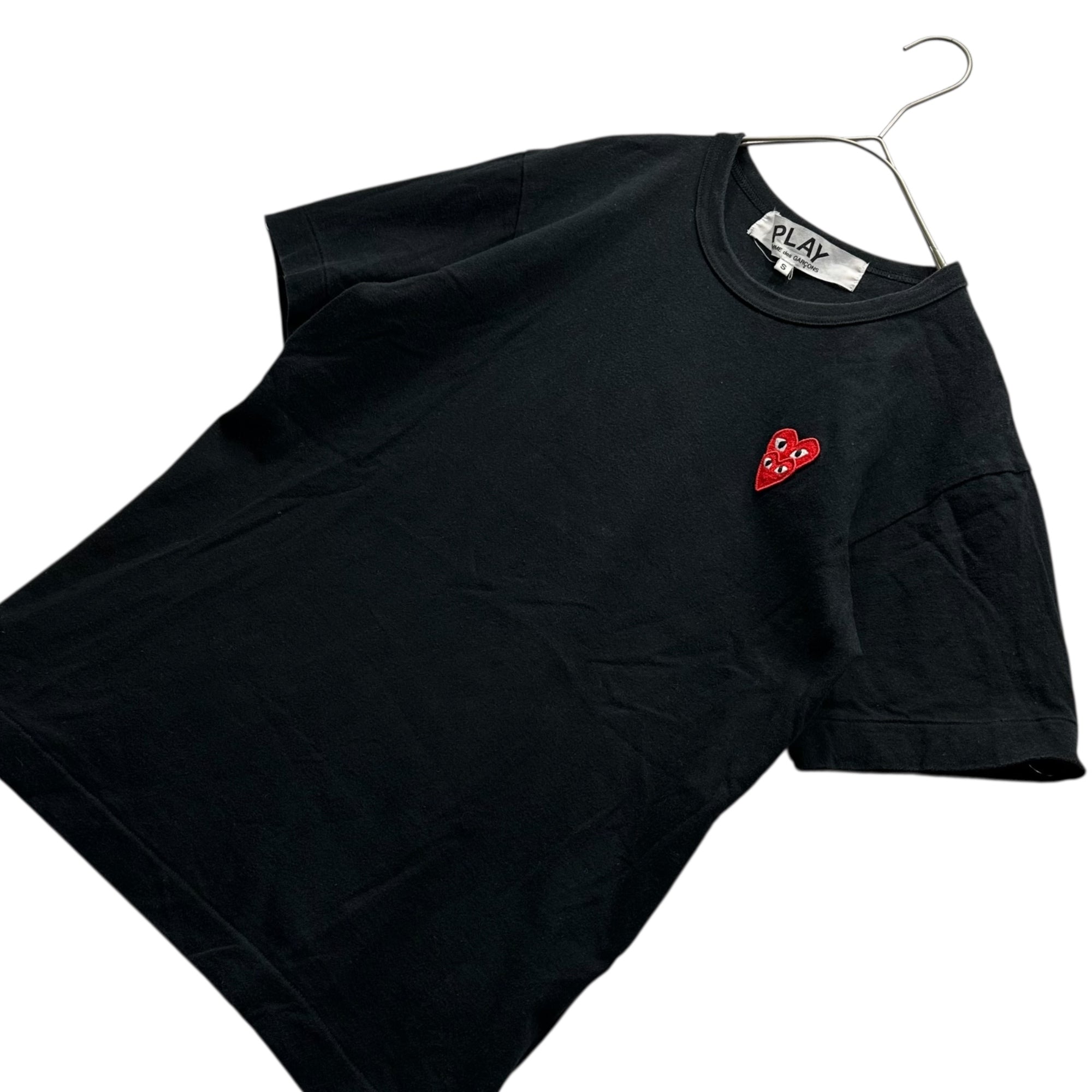 PLAY COMME des GARCONS(プレイコムデギャルソン) 20SS Double Heart Logo Crew Neck T-Shirt AZ-T288 S ブラック×レッド AD2020/02