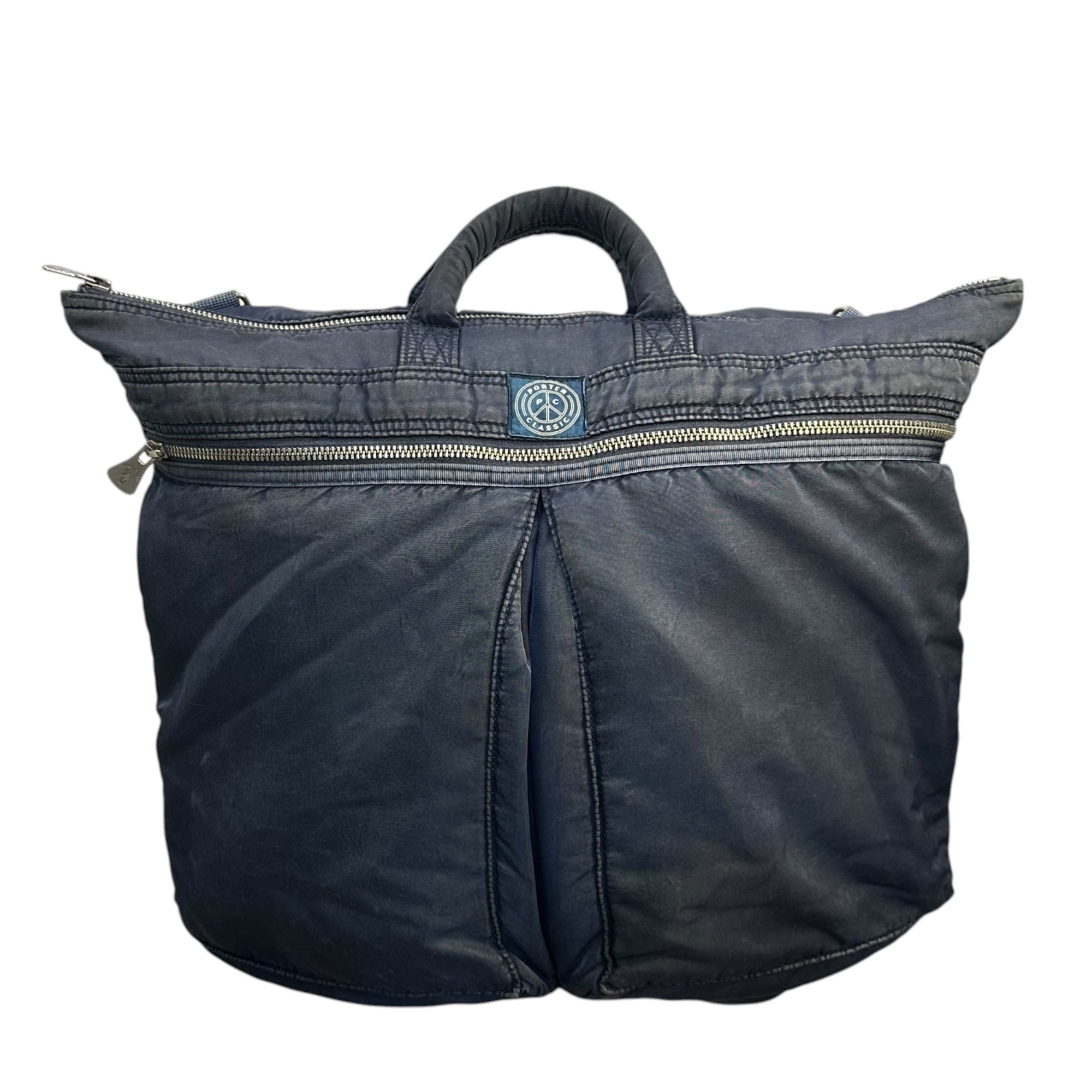 Porter Classic(ポータークラシック) SUPER NYLON HELMET CASE L スーパー ナイロン ヘルメット ヘース CP-015-191 L ブルー 2WAY ショルダー バッグ ヴィンテージ加工