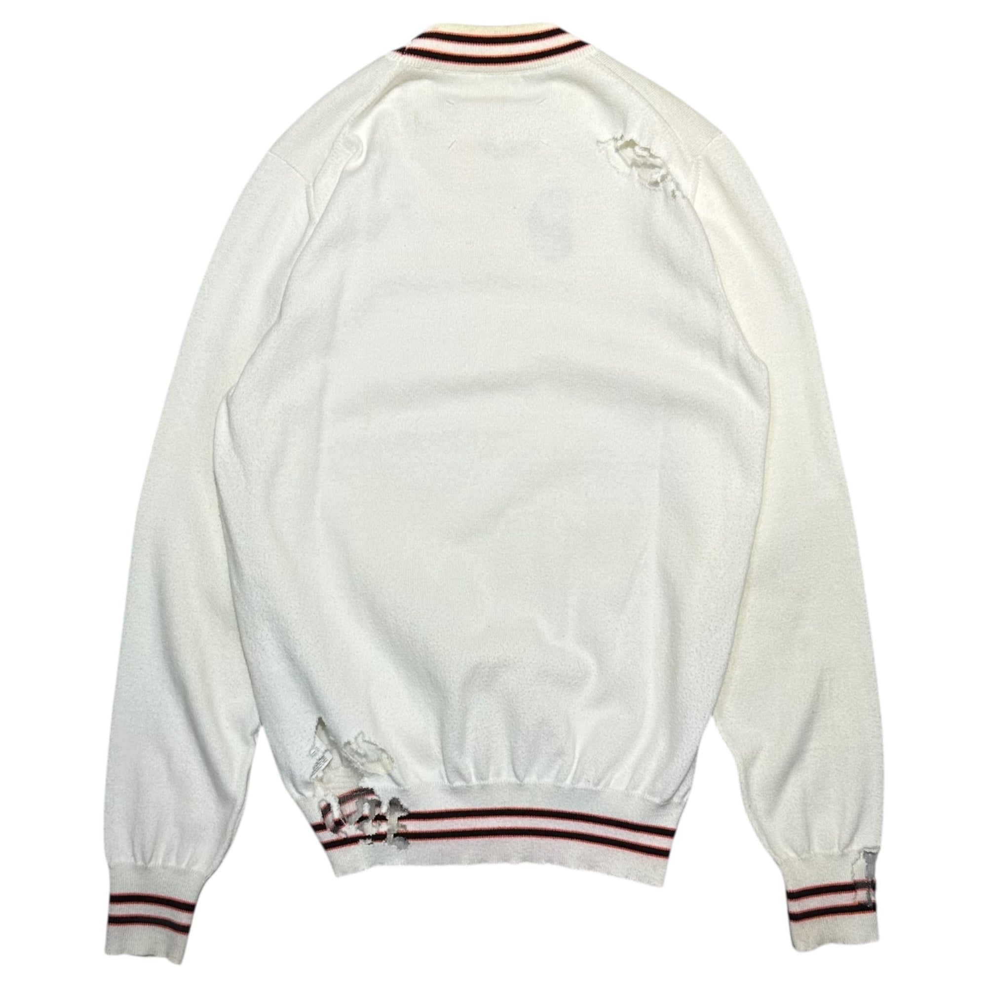 MAISON MARGIELA(メゾンマルジェラ) 16SS Destroy Sheer Cotton Knit デストロイ シアー コットン ニット S50HA0626 M ホワイト ダメージ加工