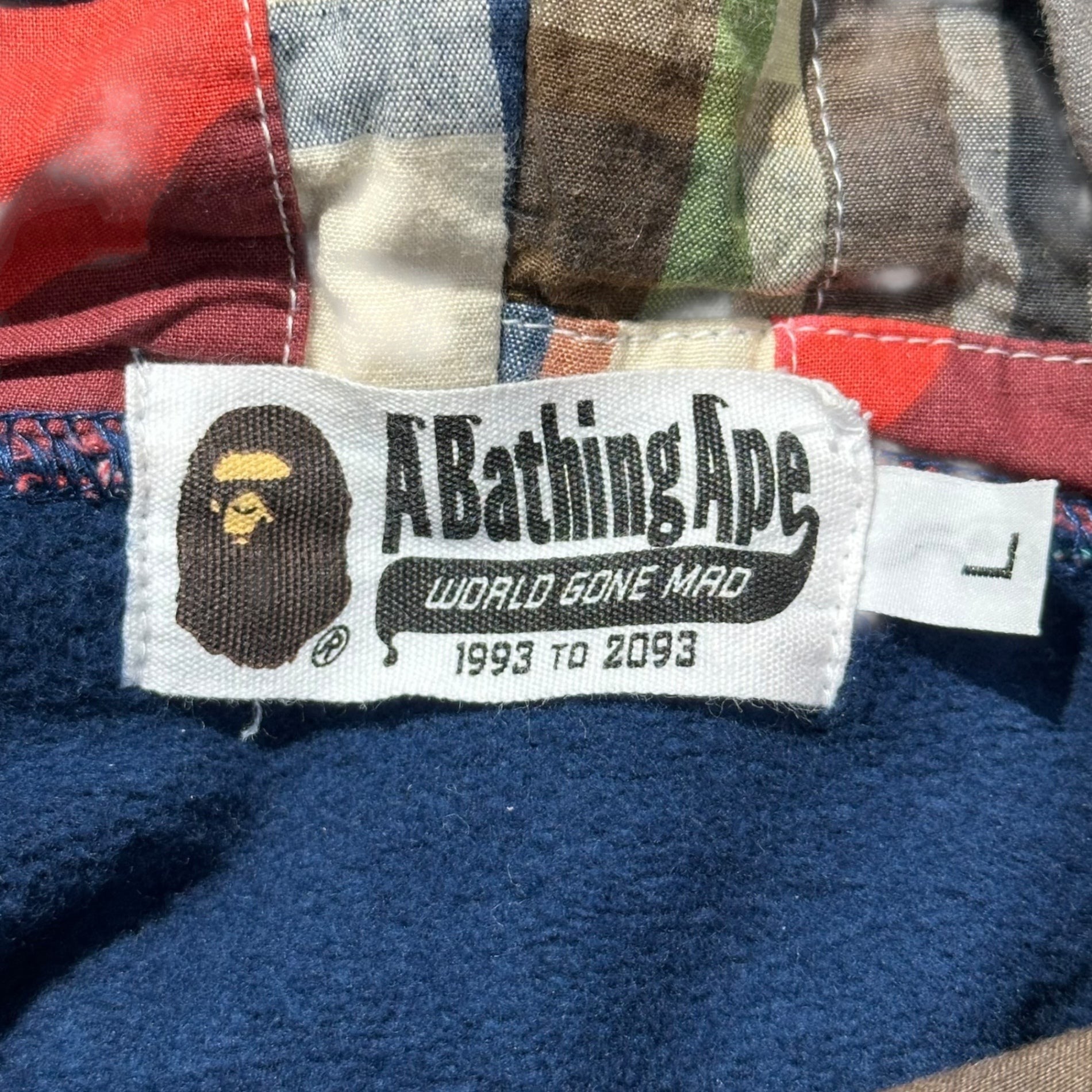 A BATHING APE(アベイシングエイプ) Patchwork Logo Pullover Hoodie パッチワーク ロゴ プルオーバー パーカー 001PPA801002X L ネイビー サンプル品