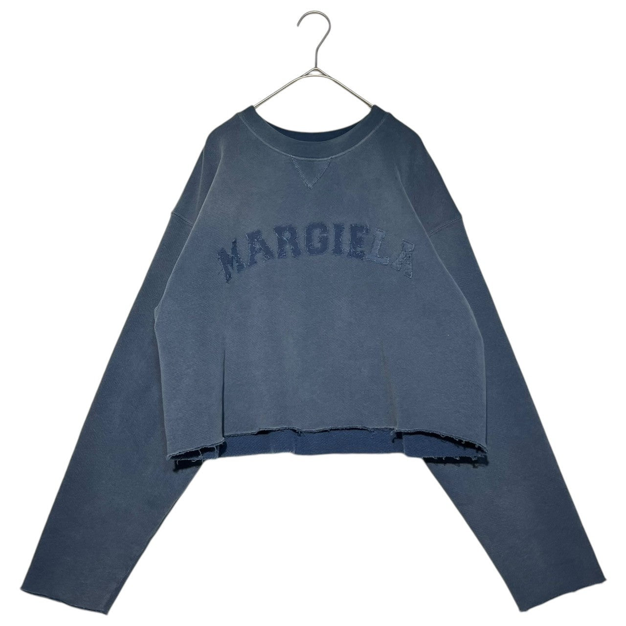 MAISON MARGIELA(メゾンマルジェラ) 23SS ① ⑩ Vintage processed cut-off logo sweatshirts ヴィンテージ 加工 カットオフ ロゴ スウェット S51GU0126 S ネイビー ユニセックス ショート丈