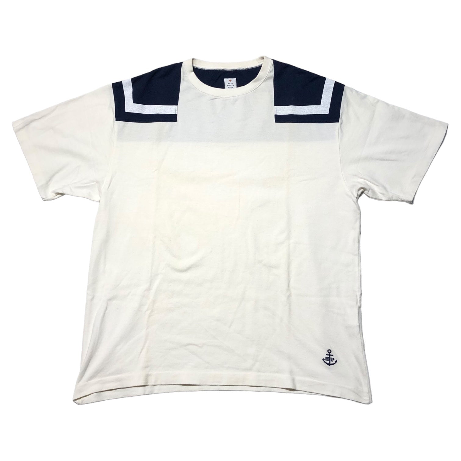 HEAD PORTER PLUS(ヘッドポータープラス) Switching border TEE 切替ボーダーTEE M ホワイト×ネイビー