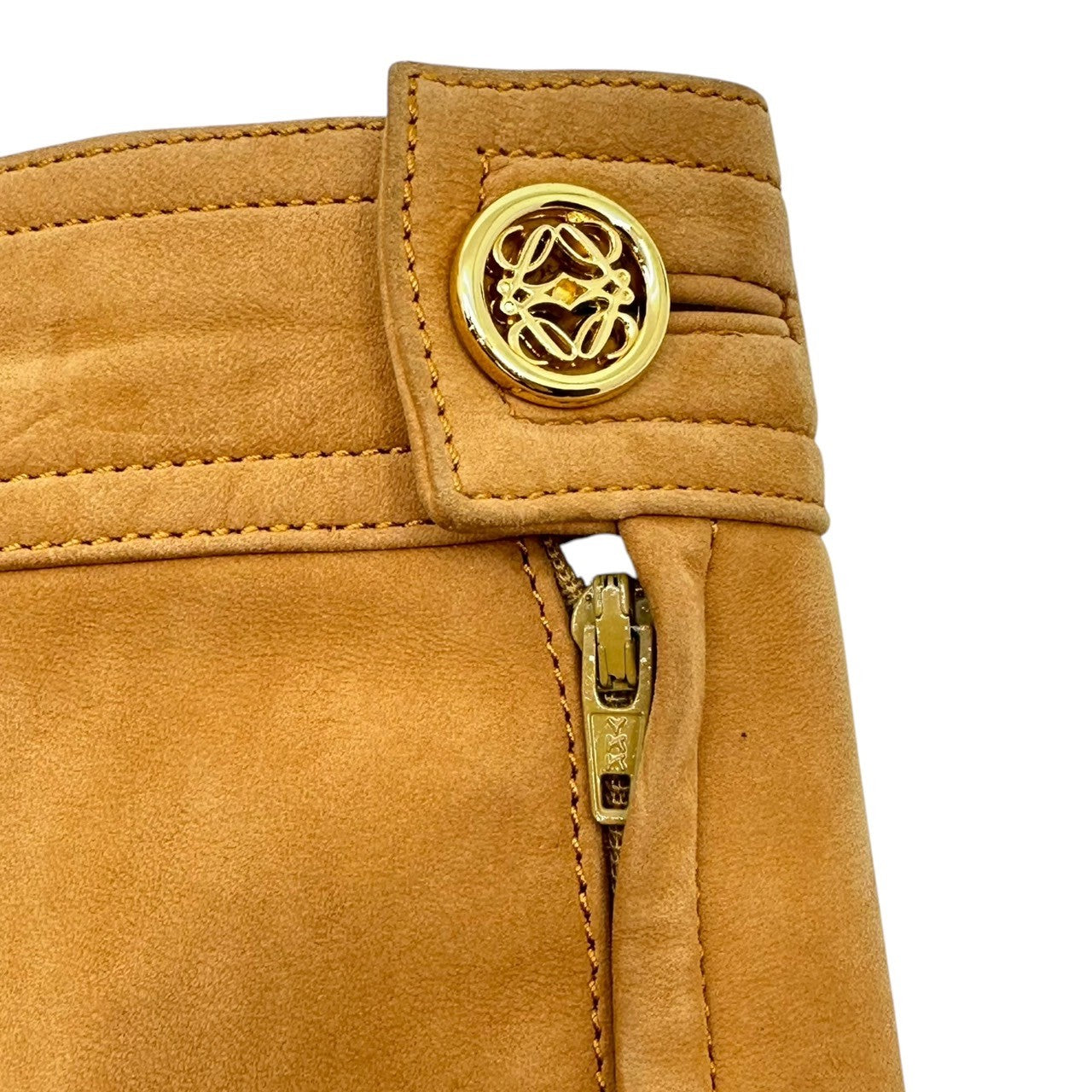 LOEWE(ロエベ) 90's Nubuck leather knee-length skirt ヌバック レザー ひざ丈 スカート 38(M程度) ブラウン