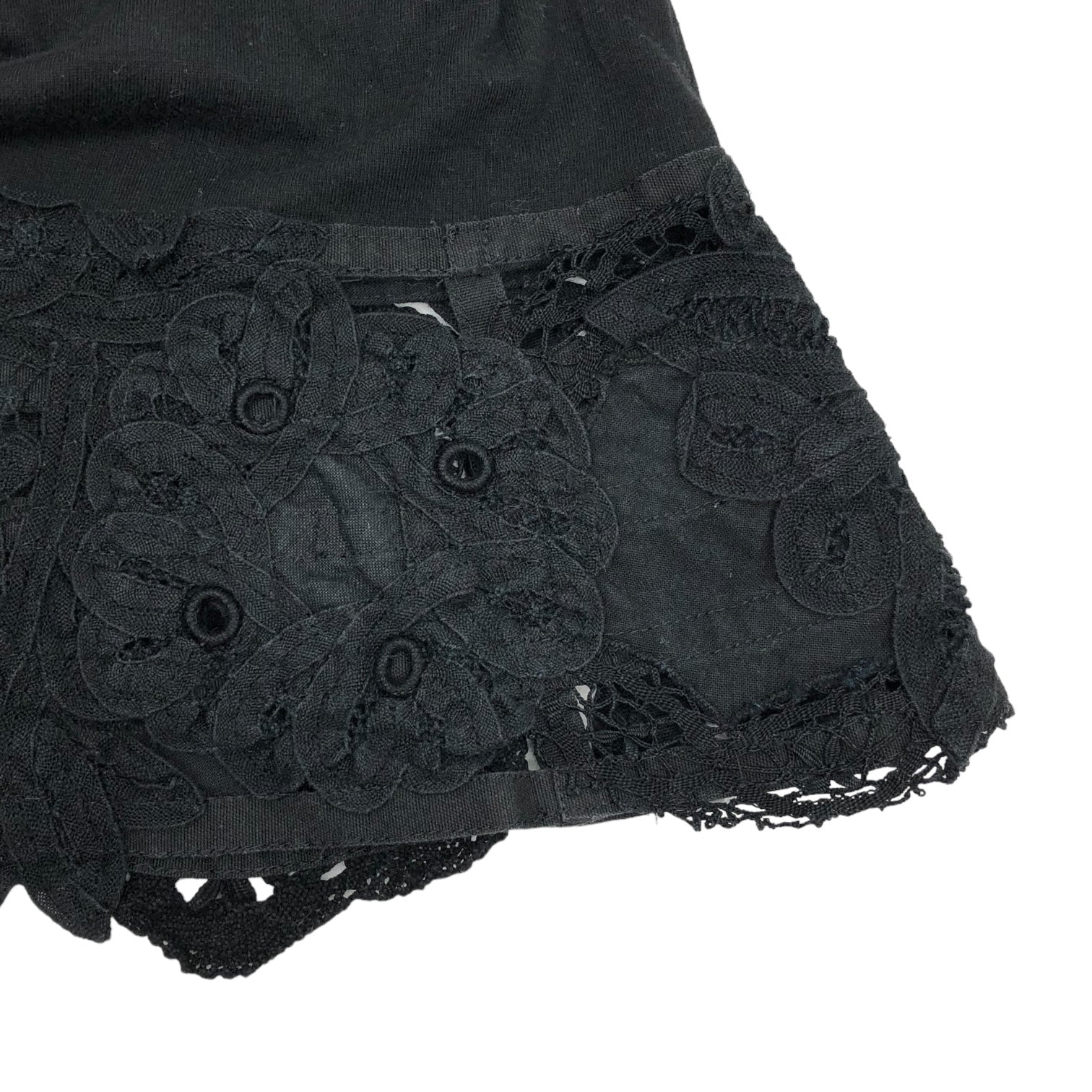 COMME des GARCONS(コムデギャルソン) Lace flare hem T-shirt 裾 レース フレア Tシャツ S ブラック カットソー ブラウス 半袖