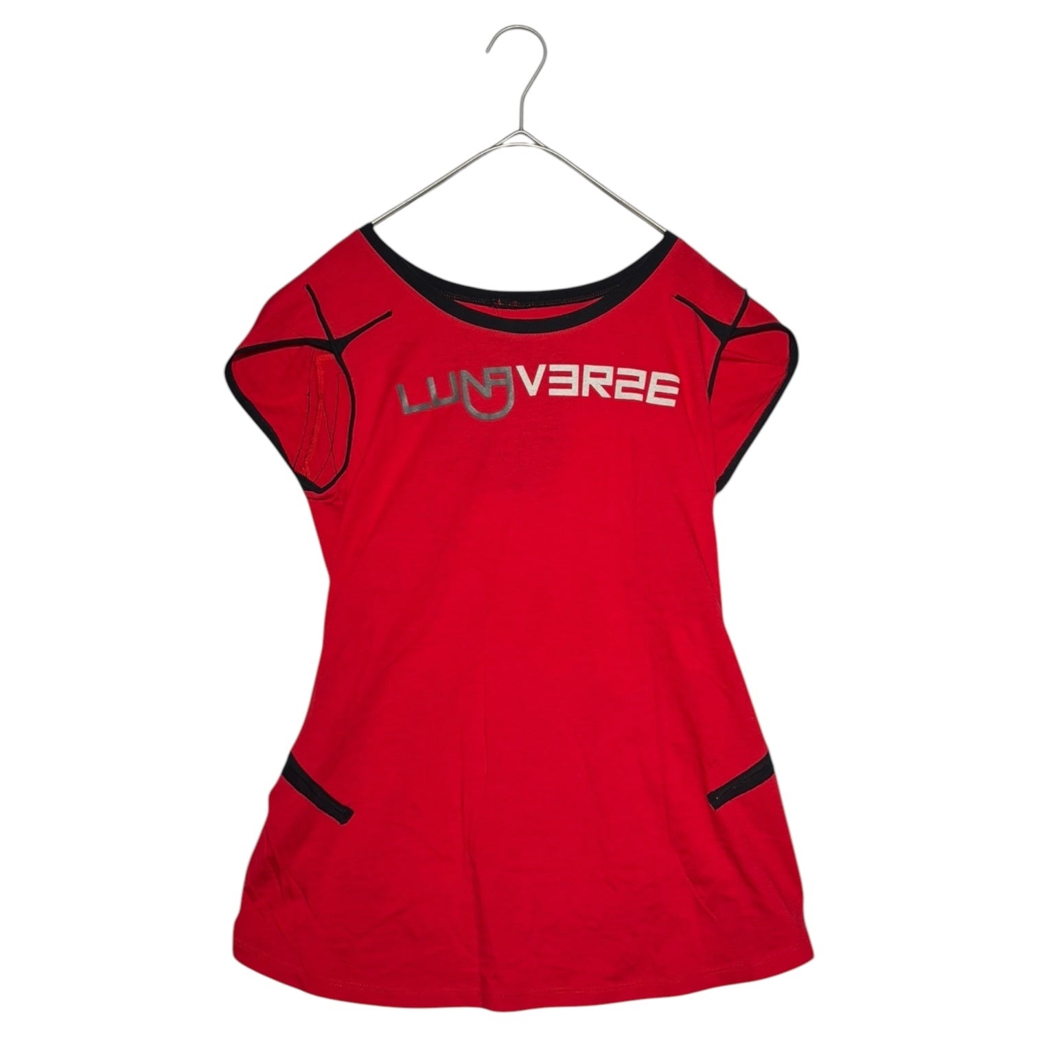 MARITHE FRANCOIS GIRBAUD(マリテフランソワジルボー) 00's ”LUNA VERSE” LOGO N/S TEE ロゴ プリント ノースリーブ Tシャツ F6-6659 S レッド Y2K