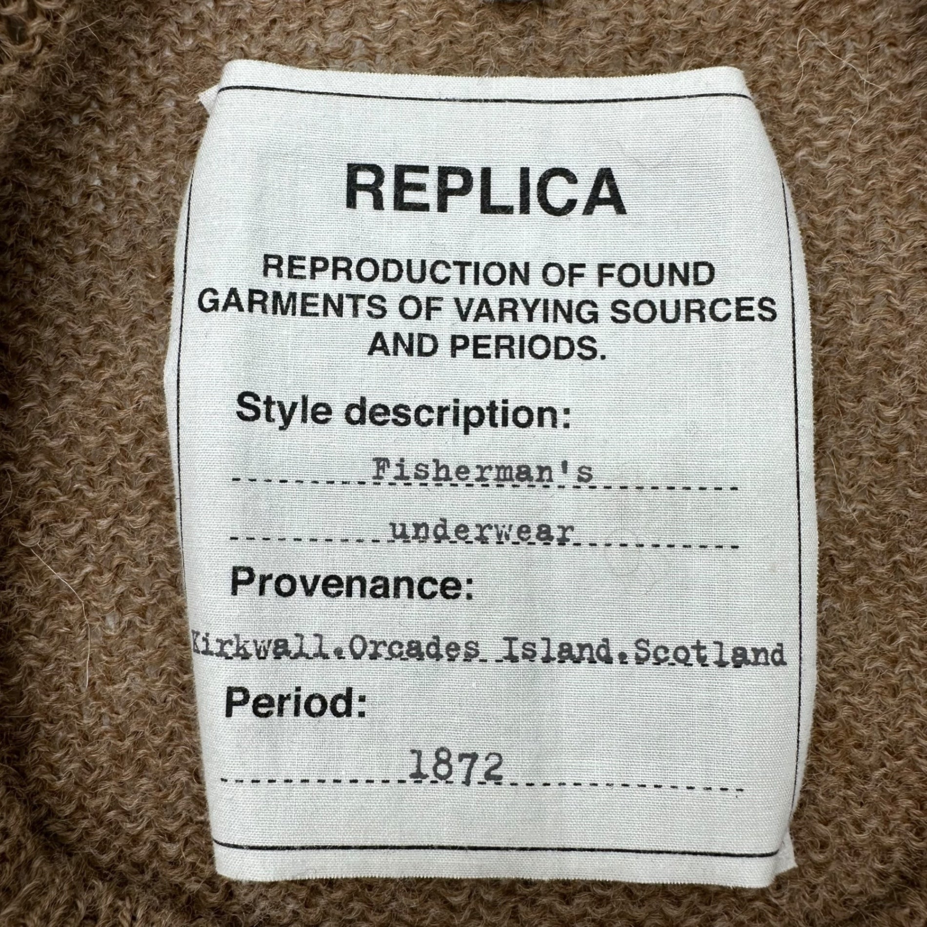 MAISON MARGIELA(メゾンマルジェラ) 16AW ⑭ REPLICA 1872 Fisherman's underwear knit フィッシャーマン アルパカ ウール ニット S50HA0674 S ブラウン クルーネック