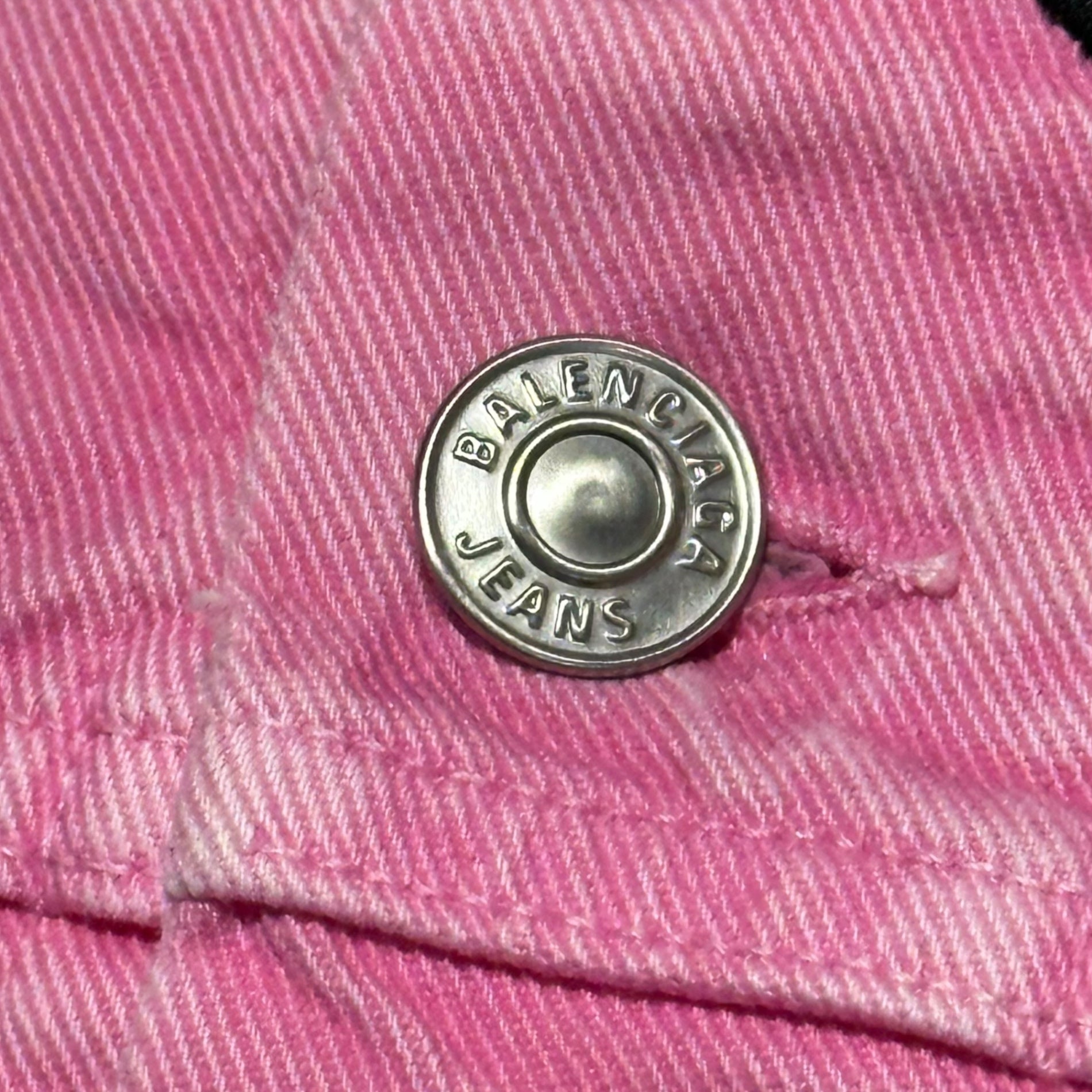 BALENCIAGA(バレンシアガ) 21SS Front Logo Dyed Pink Denim Jacket フロント ロゴ 後染め ピンク デニム ジャケット 594386 TEW37 32 ピンク×ブラック