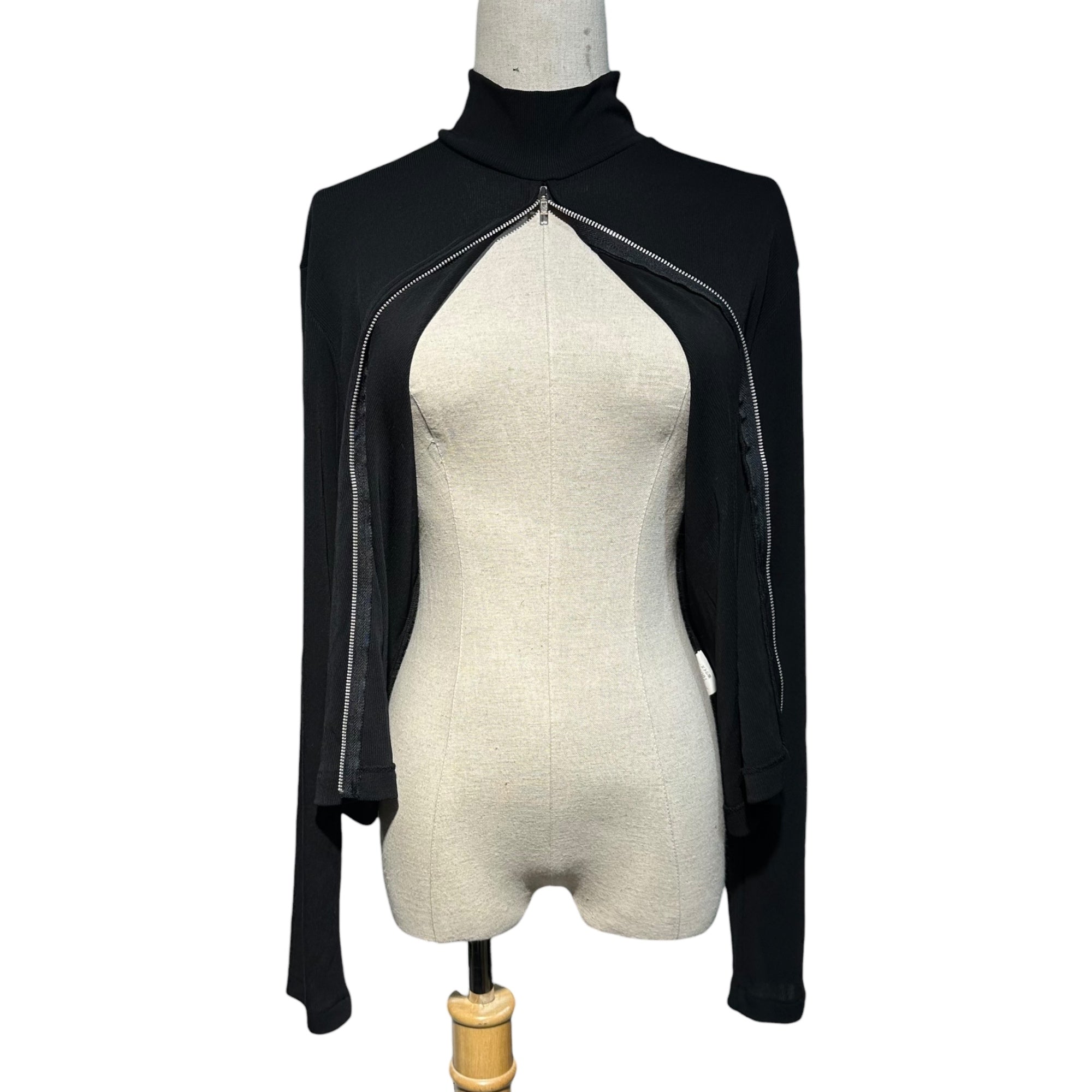 Y's(ワイズ) Center Zip Pullover Sheer Top センター ジップ プルオーバー シアー トップ YL-T64-906 表記無(M程度) ブラック カットソー モックネック