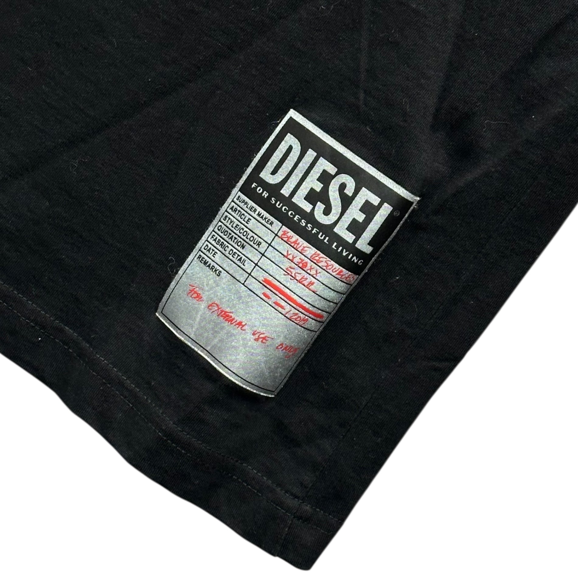 DIESEL(ディーゼル) Graphic Print Embroidered Short-Sleeve T-Shirt グラフィック プリント 刺繍 半袖 Tシャツ XS ブラック