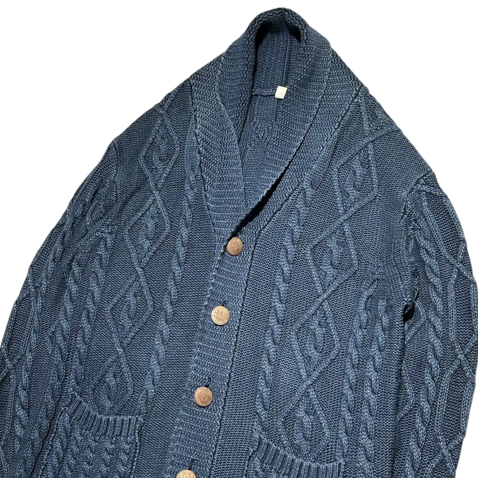 Ron Herman(ロンハーマン) Indigo Knit Shawl Collar Cable Knit Cardigan インディゴニット ショールカラー ケーブルニット カーディガン 512080134-1071 M インディゴ