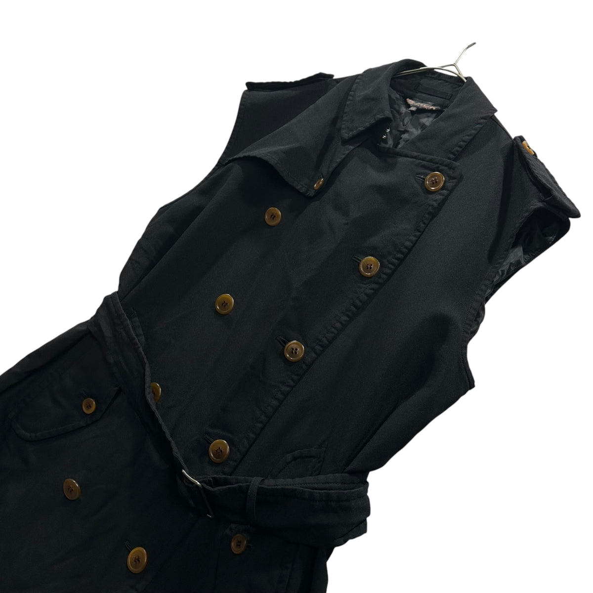 BLACK COMME des GARCONS(ブラックコムデギャルソン) 2021AW Polyester Sleeveless Trench Coat ポリエステル スリーブレス トレンチ コート 1H-J020 XS ブラック AD2021