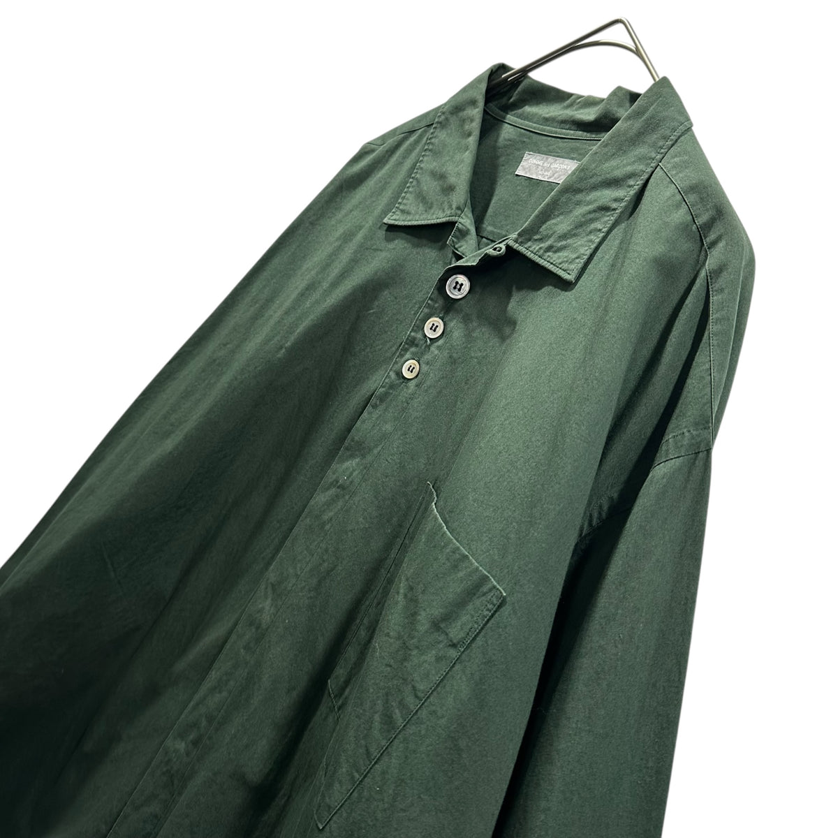 COMME des GARCONS HOMME(コムデギャルソンオム) 1990SS Triple-Crescendo-Button Open-Collar Shirt 3連 クレッシェンド ボタン オープンカラー シャツ HB-050160 FREE ダークグリーン AD1989 90s アーカイブ