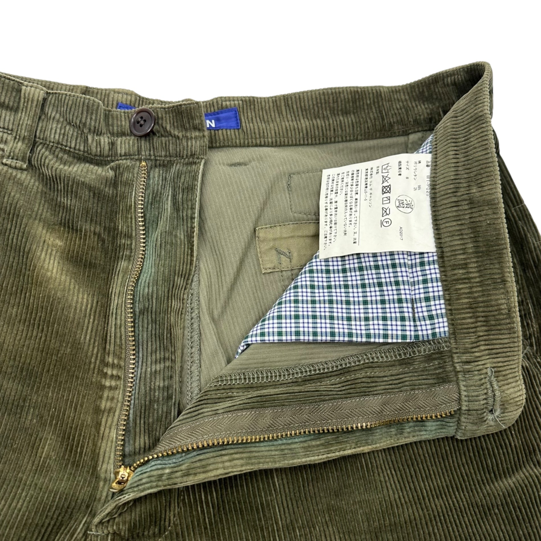 COMME des GARCONS JUNYA WATANABE MAN(コムデギャルソンジュンヤワタナベマン) 17AW Cinchback Corduroy Straight Trousers Pants 17AW シンチバック コーデュロイ ストレート トラウザー パンツ WT-P023 S オリーブ AD2017