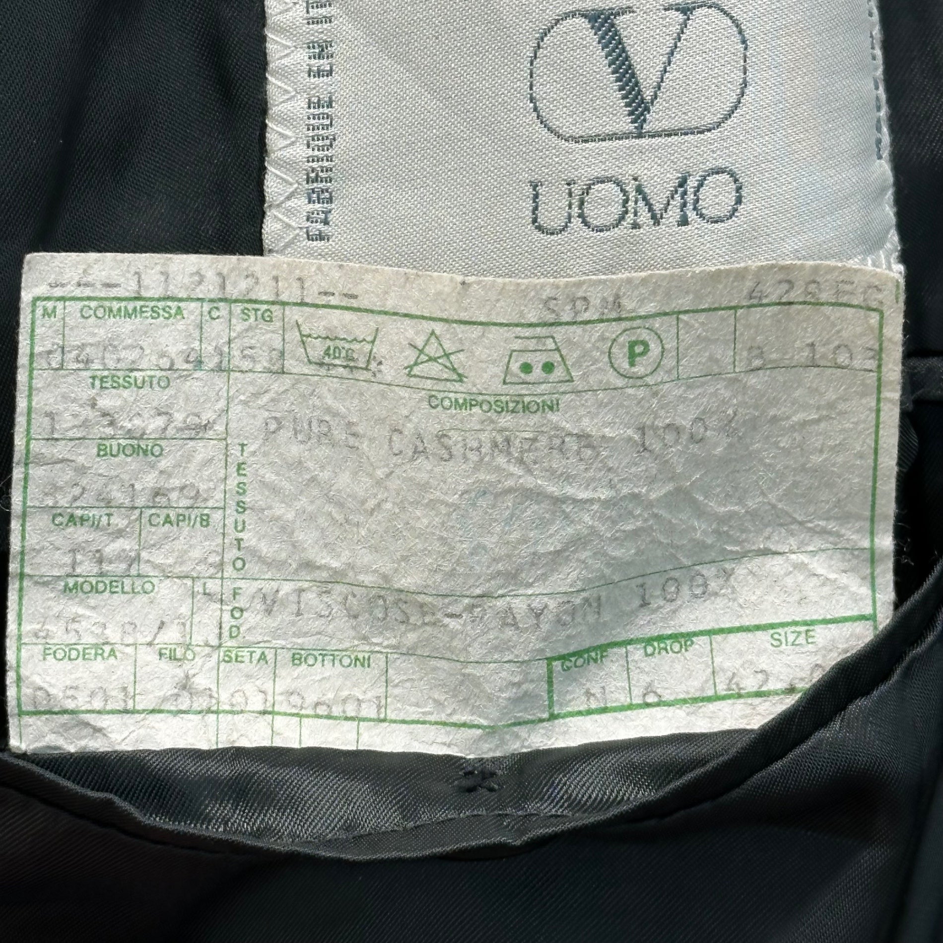 Valentino UOMO(ヴァレンティノ ウオモ) 90's Vintage All Cashmere Double Jacket ヴィンテージ カシミア ダブル ジャケット 42(XL~XXL程度) ブラック
