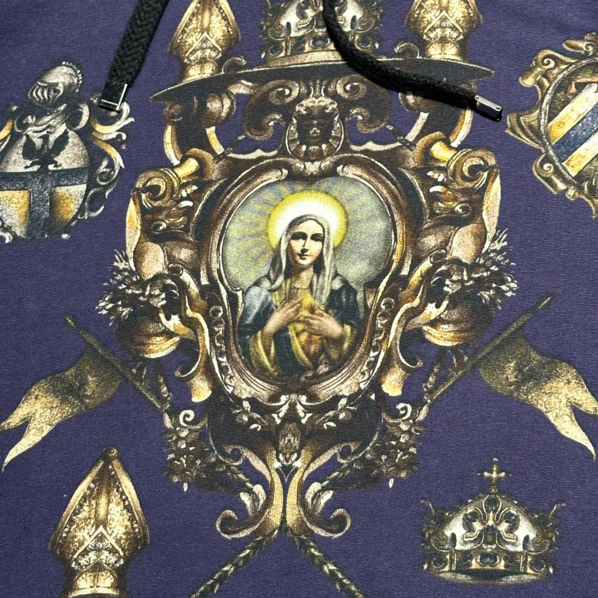 DOLCE&GABBANA(ドルチェ&ガッバーナドルガバ) "Virgin Mary" Printed pullover hoodie 聖母マリア プリント プルオーバー パーカー G9AD8T G7AHZ 44(XS程度) ネイビー