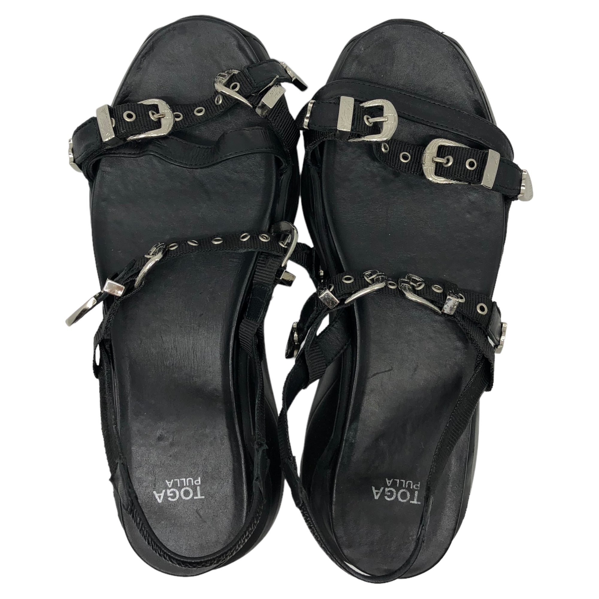TOGA PULLA(トーガプルラ) FLATFORMS ウエスタン ベルト ストラップ 厚底 サンダル AJ1111 41(26.5~27cm程度) ブラック