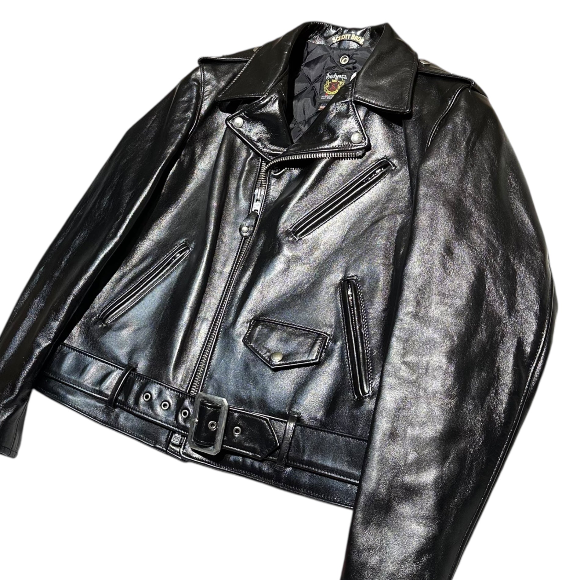 SCHOTT(ショット) 613UHT HORSEHIDE ONESTAR TALL ホースハイド ワンスター トール ダブル ライダース ジャケット 7823950087 42 TALL ブラック レザー 馬革