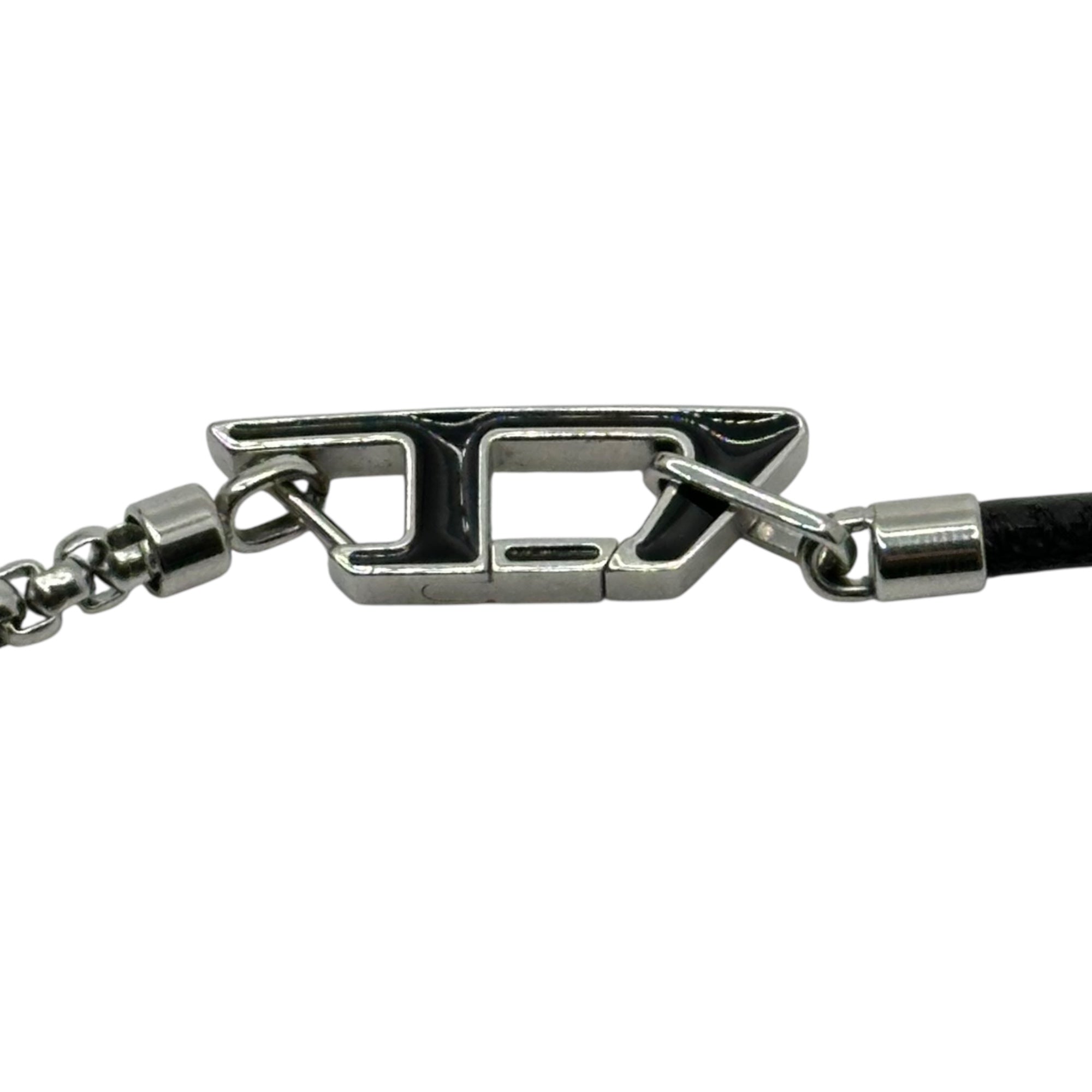 DIESEL(ディーゼル) Logo asymmetrical chain necklace ロゴ アシンメトリー チェーン ネックレス シルバー×ブラック