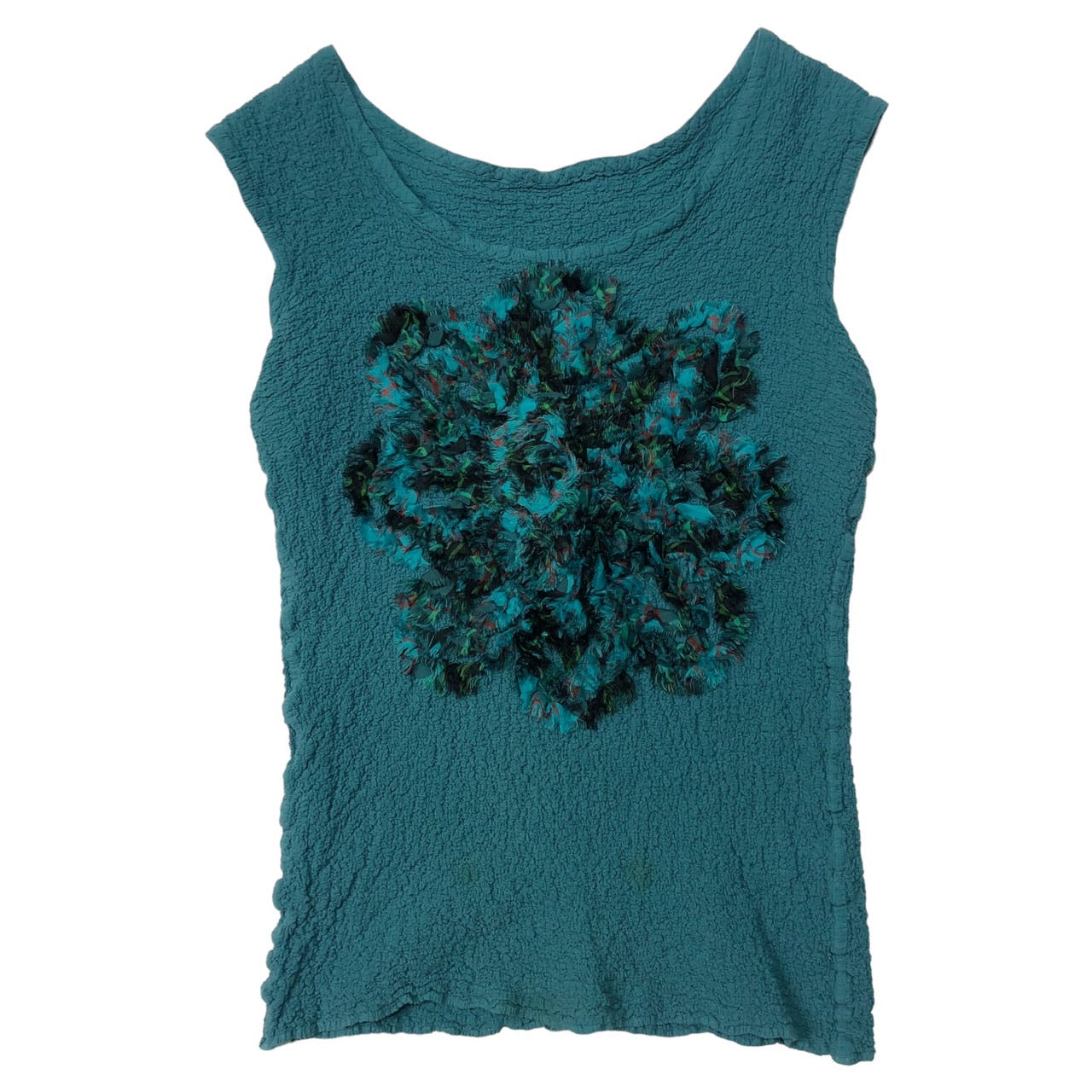 me ISSEY MIYAKE(ミーイッセイミヤケ) センターフリルノースリーブブラウス MI64FR515 -(FREE) ターコイズブルー