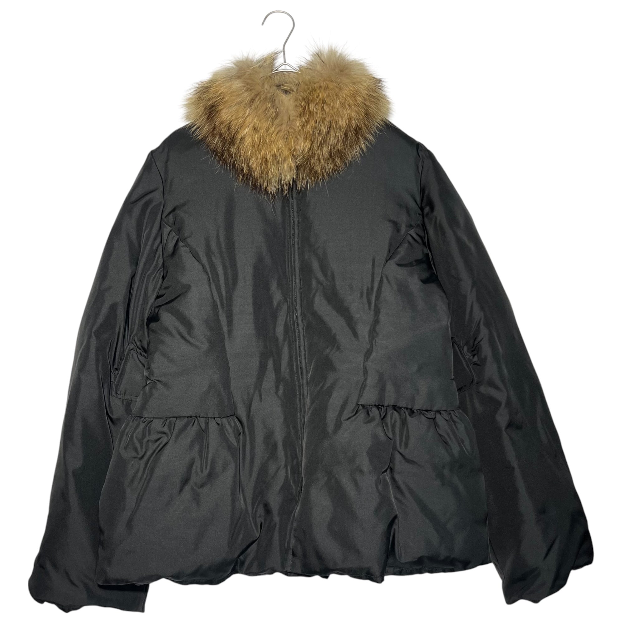 LOUIS FERAUD(ルイフェロー) Raccoon fur silk down jacket ラクーンファー シルク ダウン ジャケット 38(M程度) ブラック