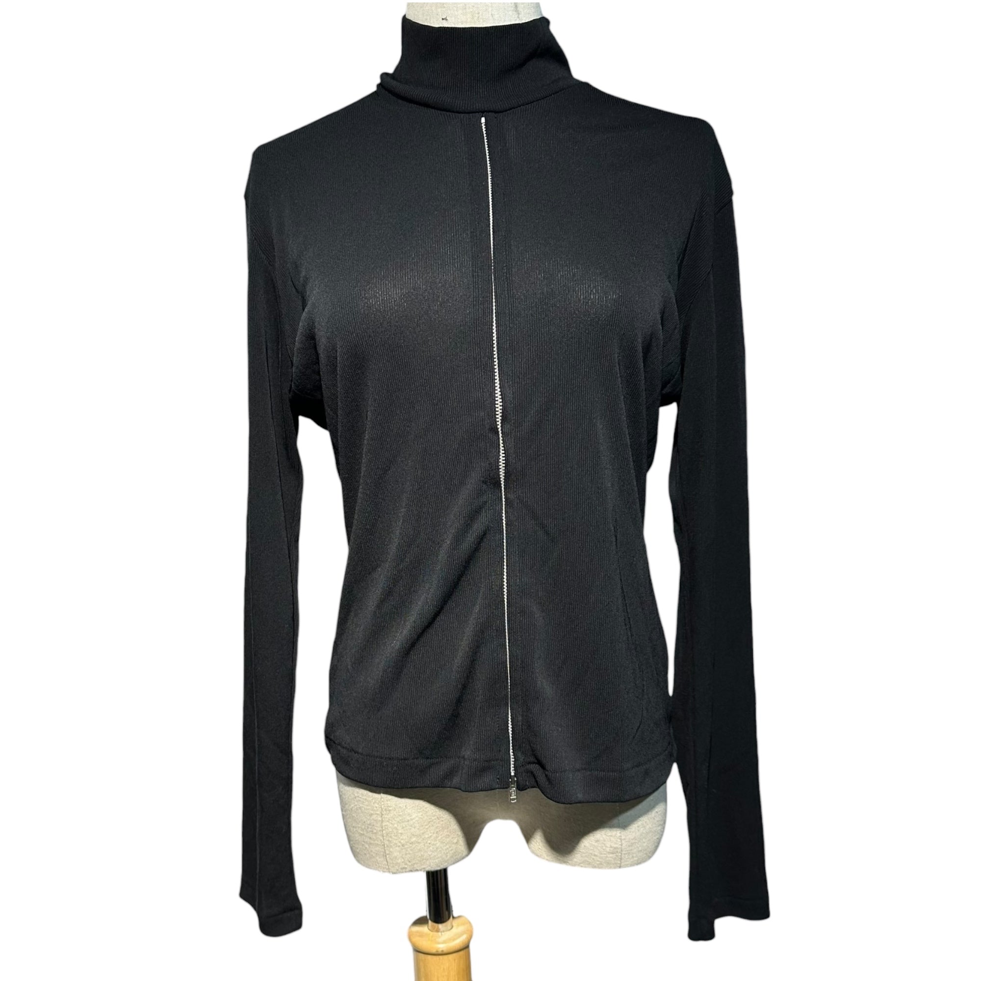 Y's(ワイズ) Center Zip Pullover Sheer Top センター ジップ プルオーバー シアー トップ YL-T64-906 表記無(M程度) ブラック カットソー モックネック