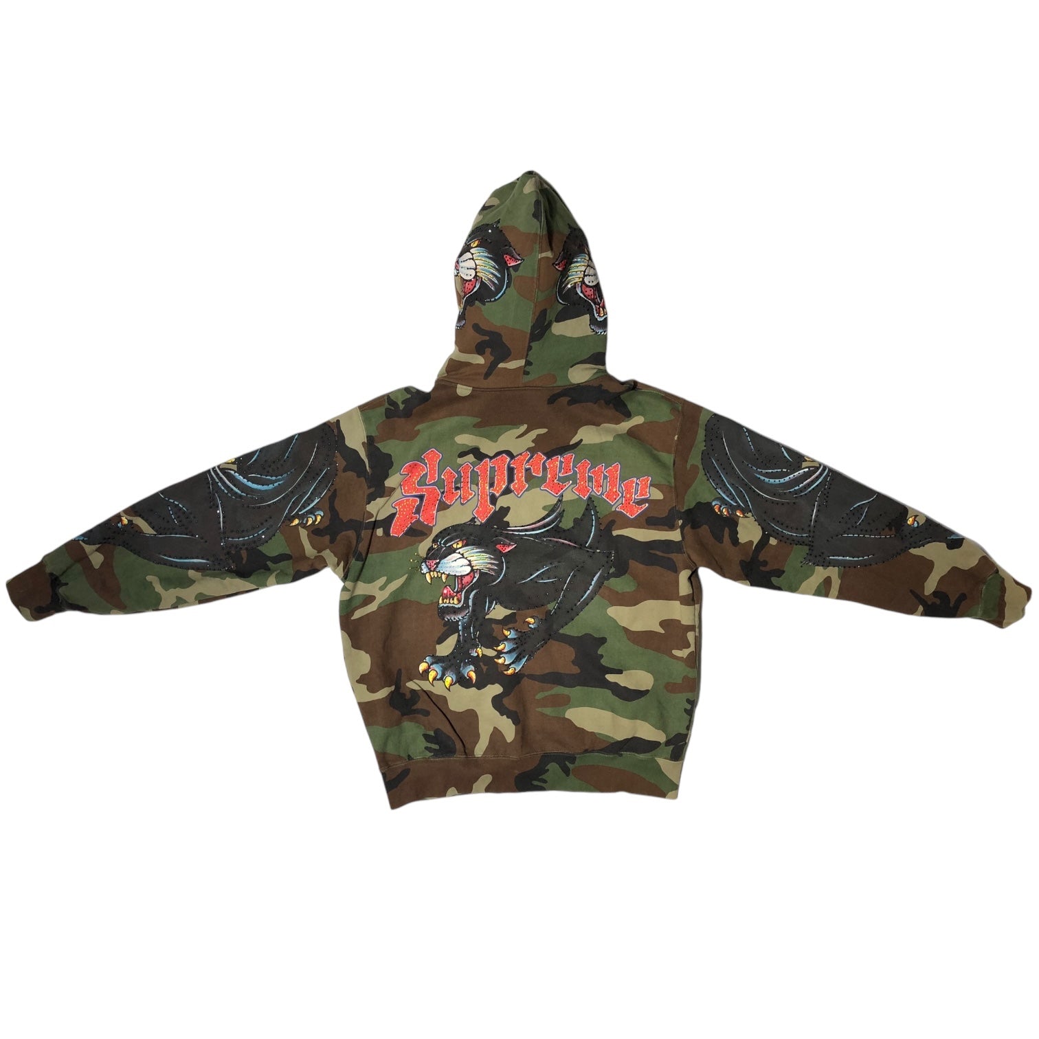 SUPREME(シュプリーム) 21SS Panther Zip Up Hooded Sweatshirt パンサー ジップ アップ パーカー M カーキ カモフラ フーディ スウェットシャツ